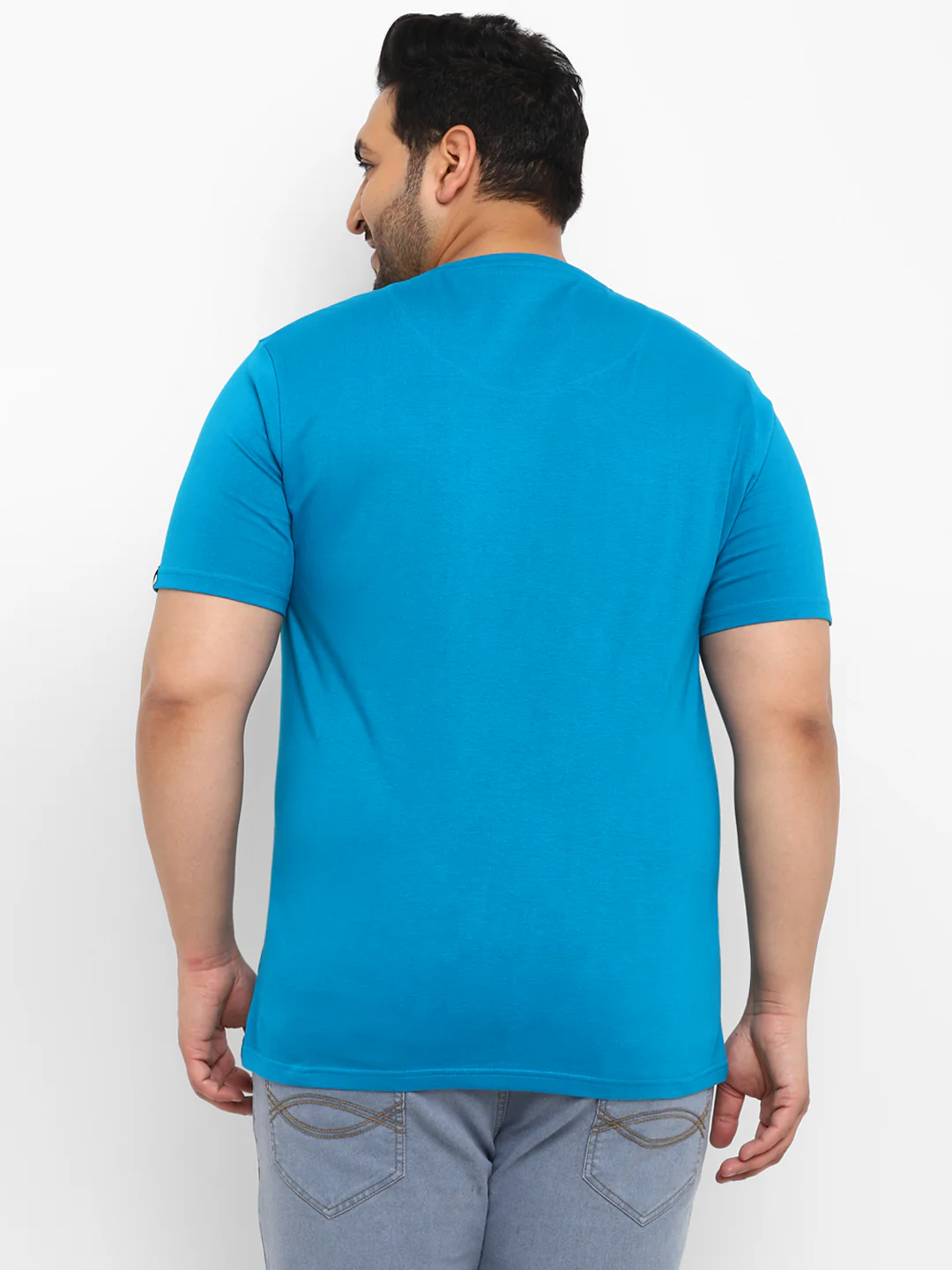 Urbano Plus Men's Blue Graphic Printed Half Sleeve Regular Fit Cotton T-Shirt - Image 3