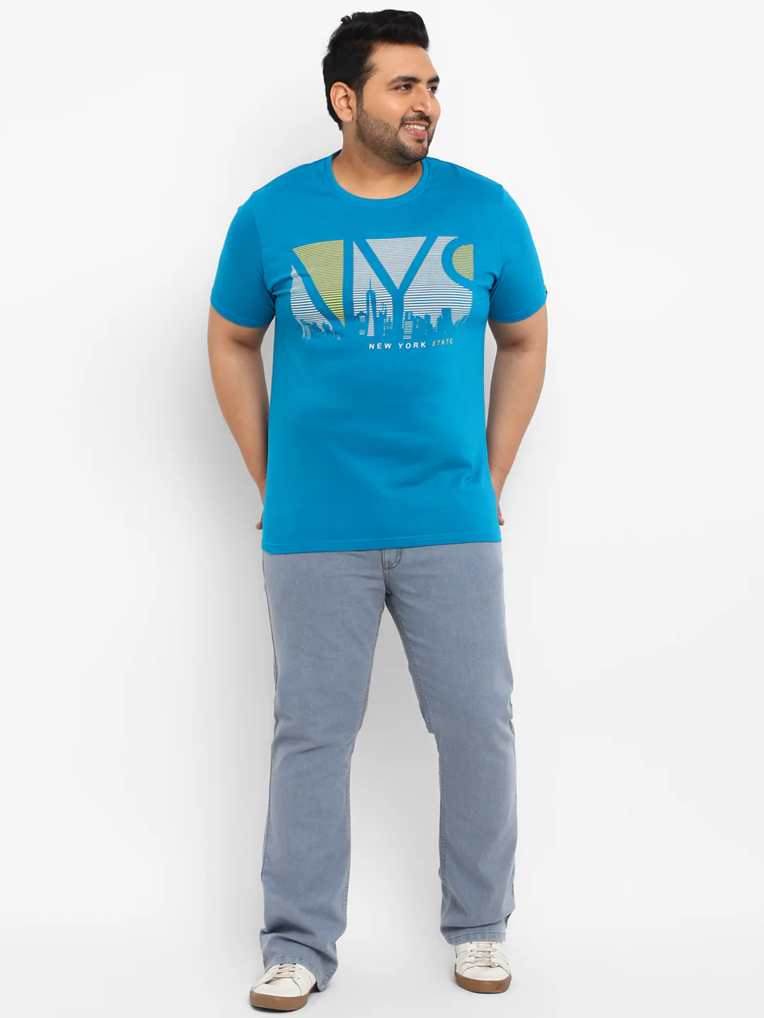 Urbano Plus Men's Blue Graphic Printed Half Sleeve Regular Fit Cotton T-Shirt - Image 4