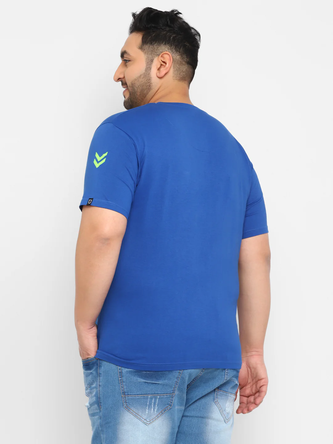 Urbano Plus Men's Blue Graphic Printed Half Sleeve Regular Fit Cotton T-Shirt - Image 3