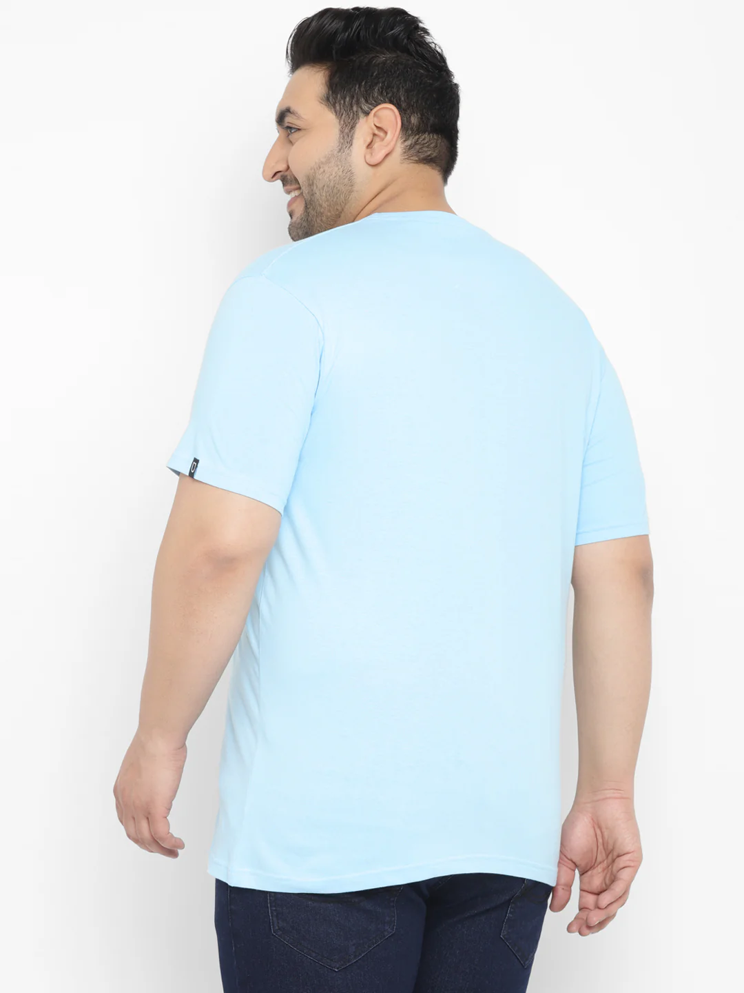 Urbano Plus Men's Blue Graphic Printed Half Sleeve Regular Fit Cotton T-Shirt - Image 3