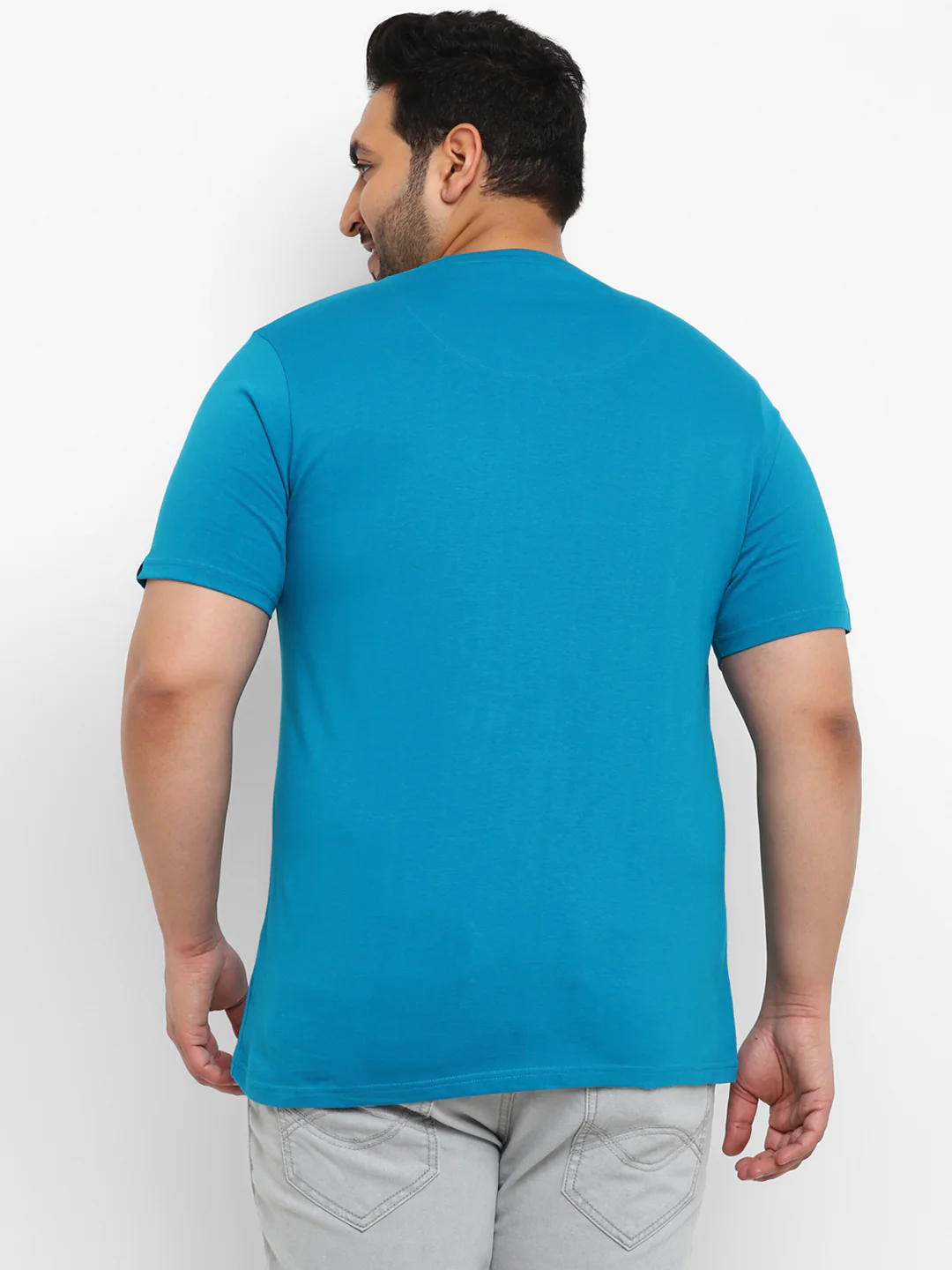Urbano Plus Men's Blue Graphic Printed Half Sleeve Regular Fit Cotton T-Shirt - Image 3