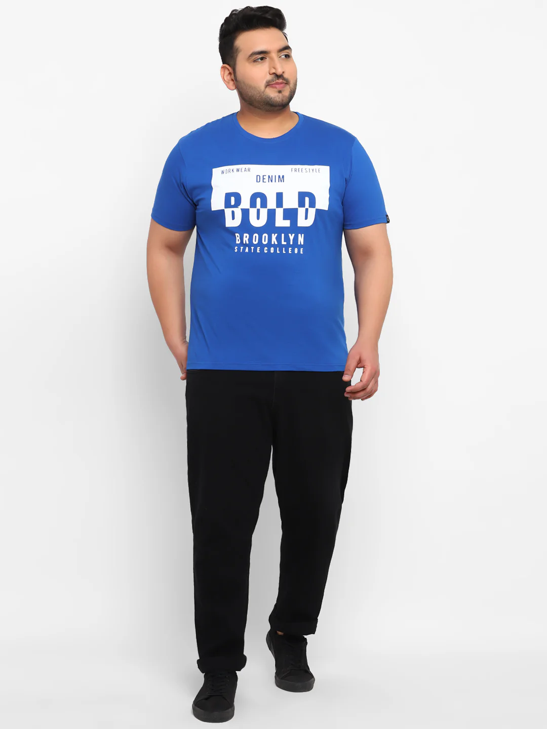 Urbano Plus Men's Blue Graphic Printed Half Sleeve Regular Fit Cotton T-Shirt - Image 4