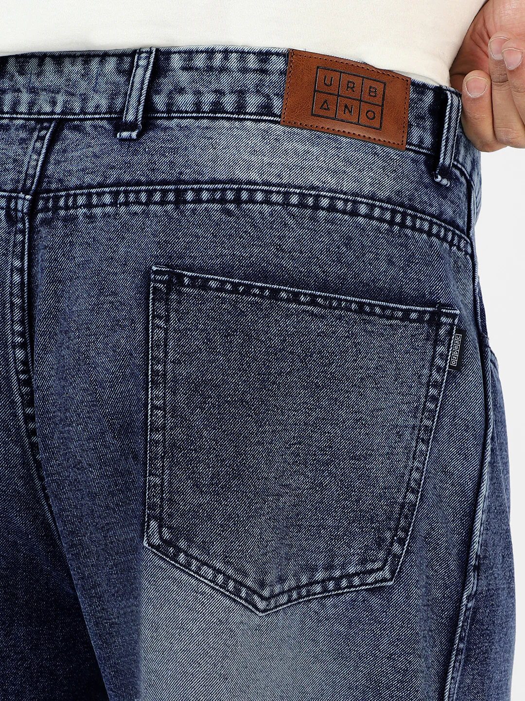 Plus Men's Blue Loose Baggy Fit Cut and Sew Panelled Jeans Non-Stretchable - Image 6