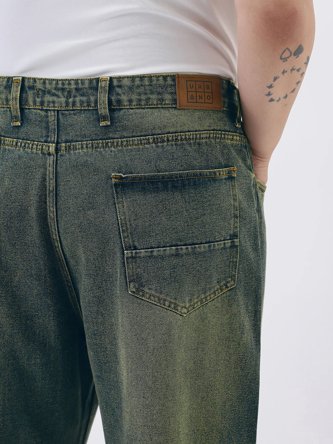 Plus Men's Blue Loose Baggy Fit Heavy Washed Jeans Non-Stretchable - Image 6