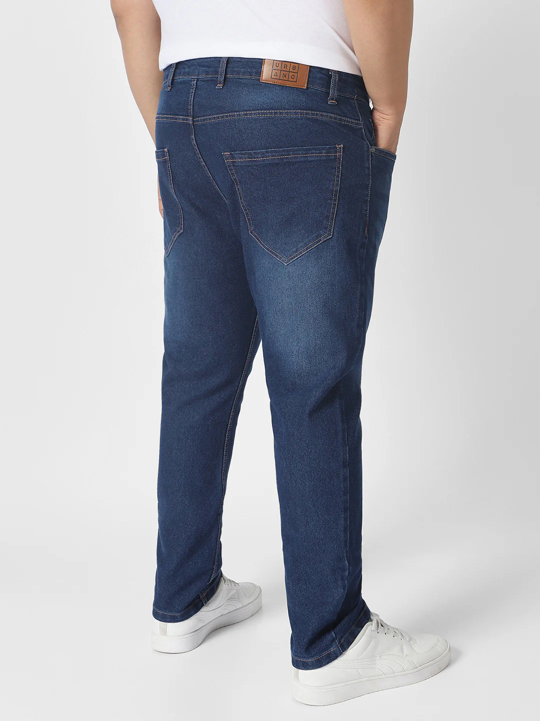 Plus Men's Blue Regular Fit Denim Jeans Stretchable - Image 3