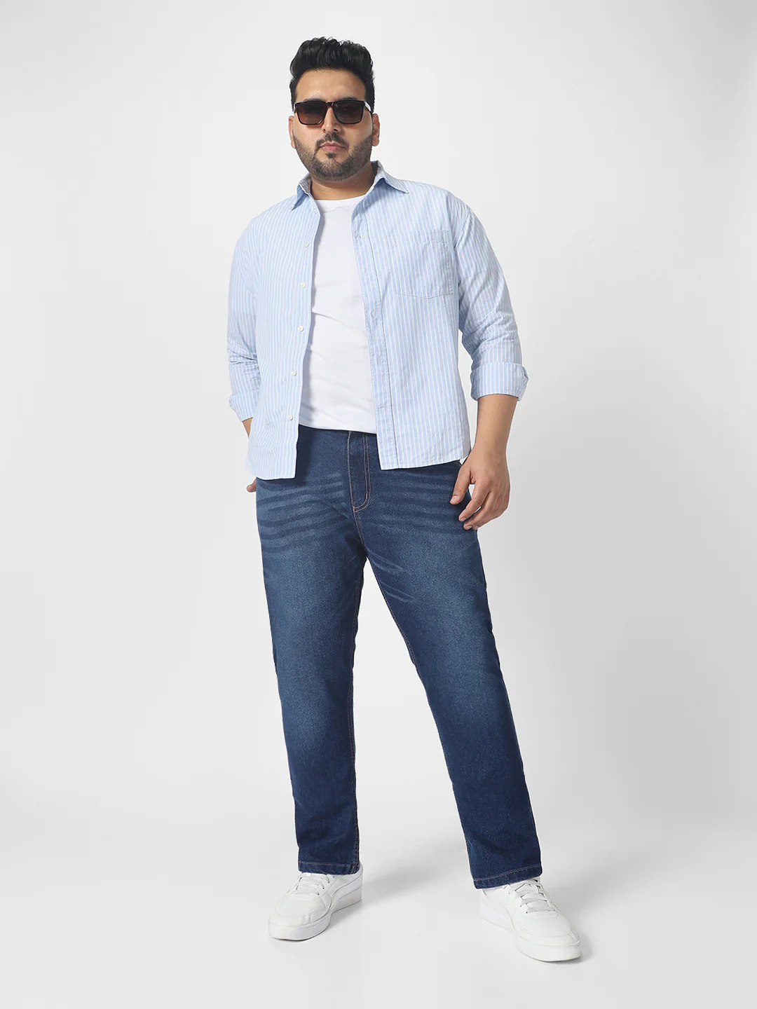 Plus Men's Blue Regular Fit Denim Jeans Stretchable - Image 4