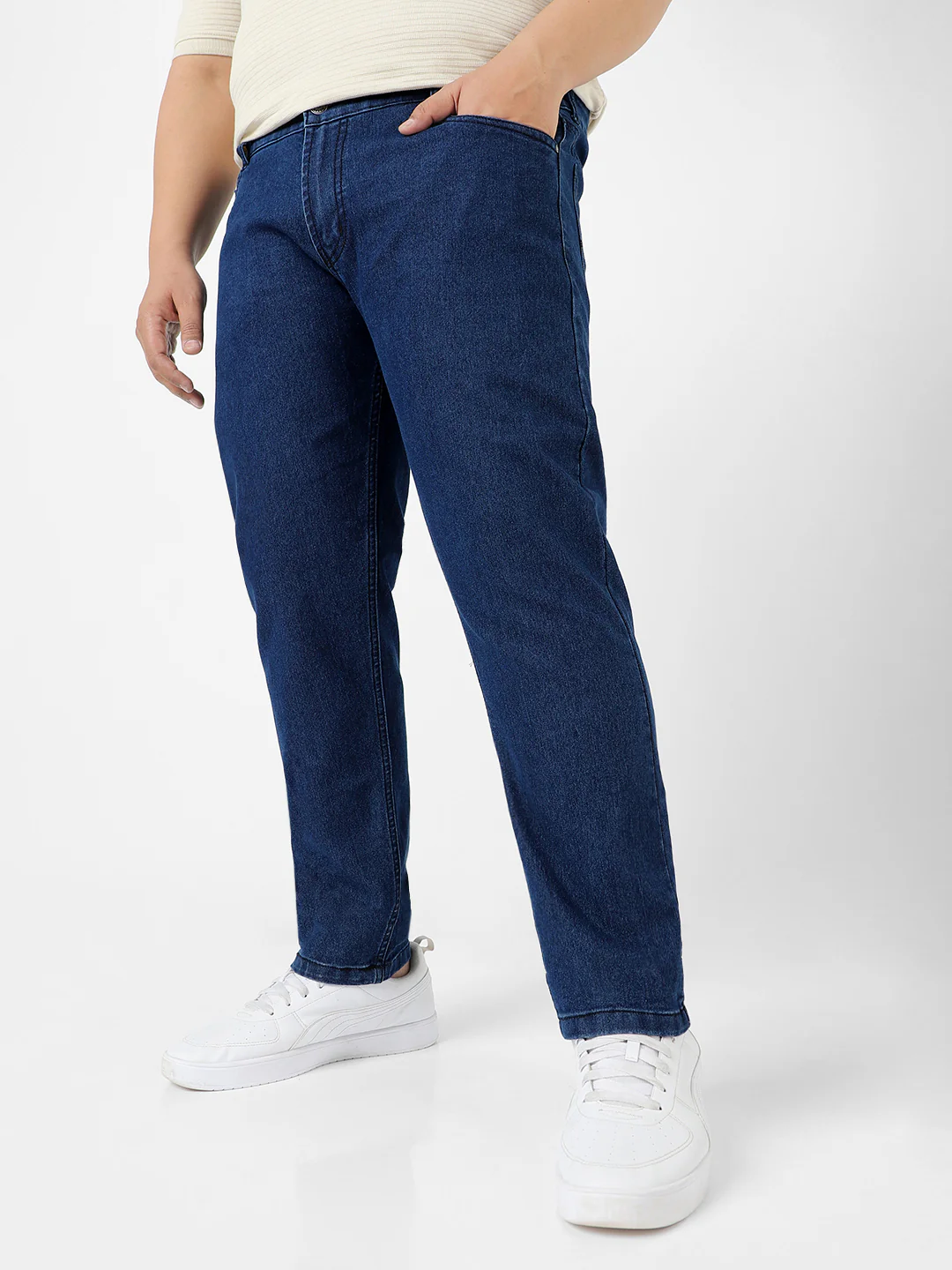 Plus Men's Blue Regular Fit Denim Jeans Stretchable - Image 2