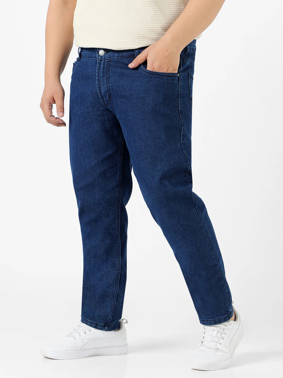 Plus Men's Blue Regular Fit Denim Jeans Stretchable - Image 3