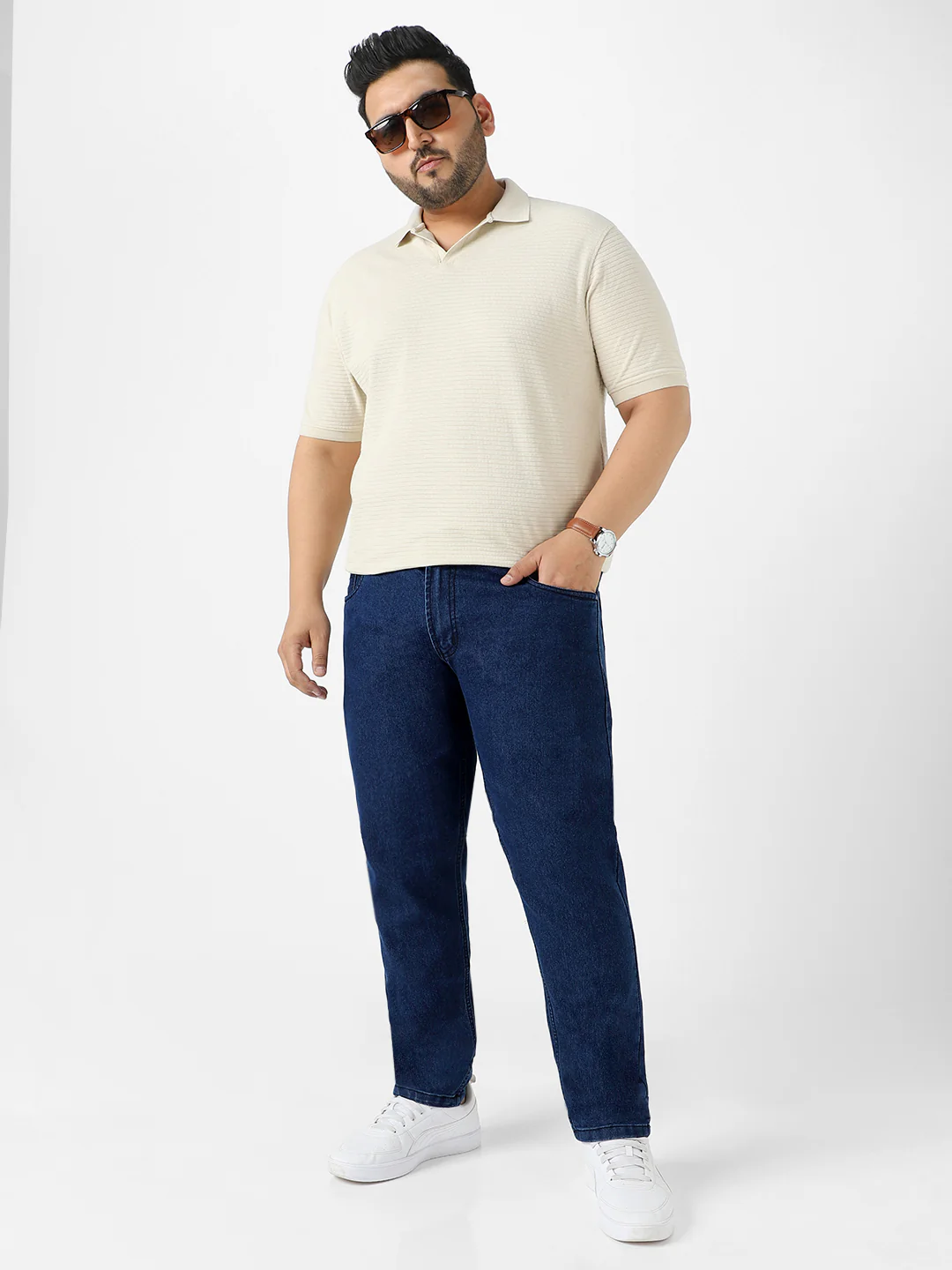 Plus Men's Blue Regular Fit Denim Jeans Stretchable - Image 5