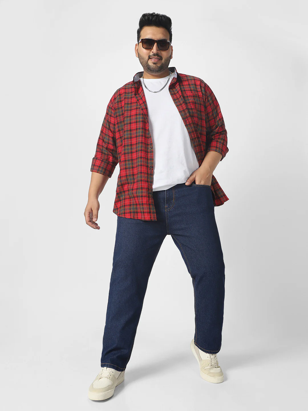 Plus Men's Blue Regular Fit Solid Jeans Stretchable - Image 4