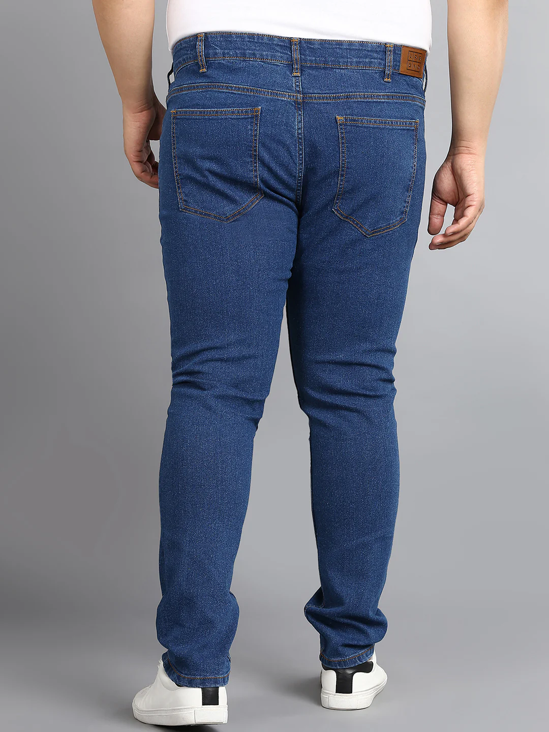 Plus Men's Blue Regular Fit Washed Jeans Stretchable - Image 3