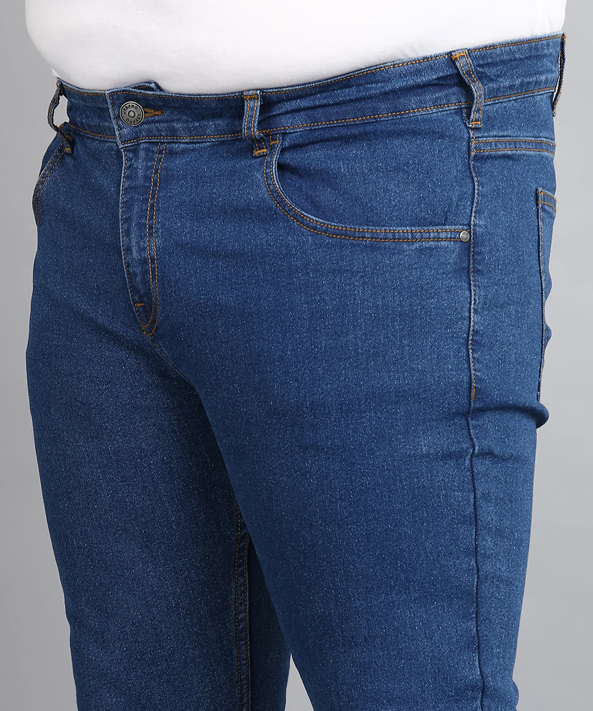 Plus Men's Blue Regular Fit Washed Jeans Stretchable - Image 5