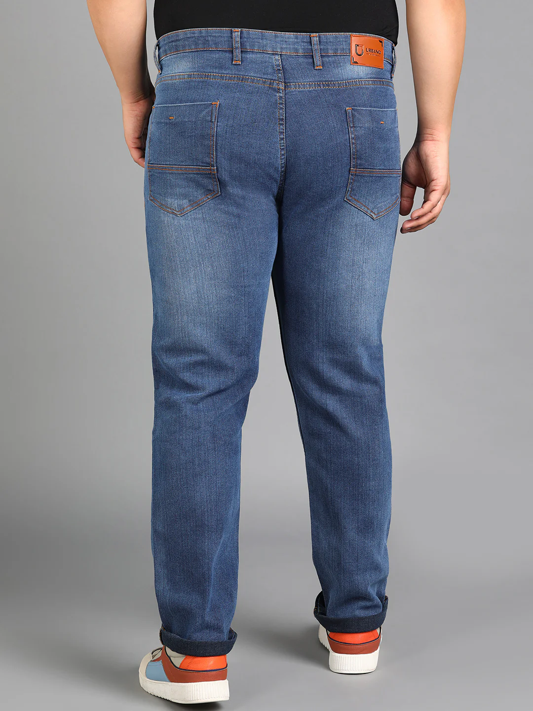 Plus Men's Blue Regular Fit Washed Jeans Stretchable - Image 3