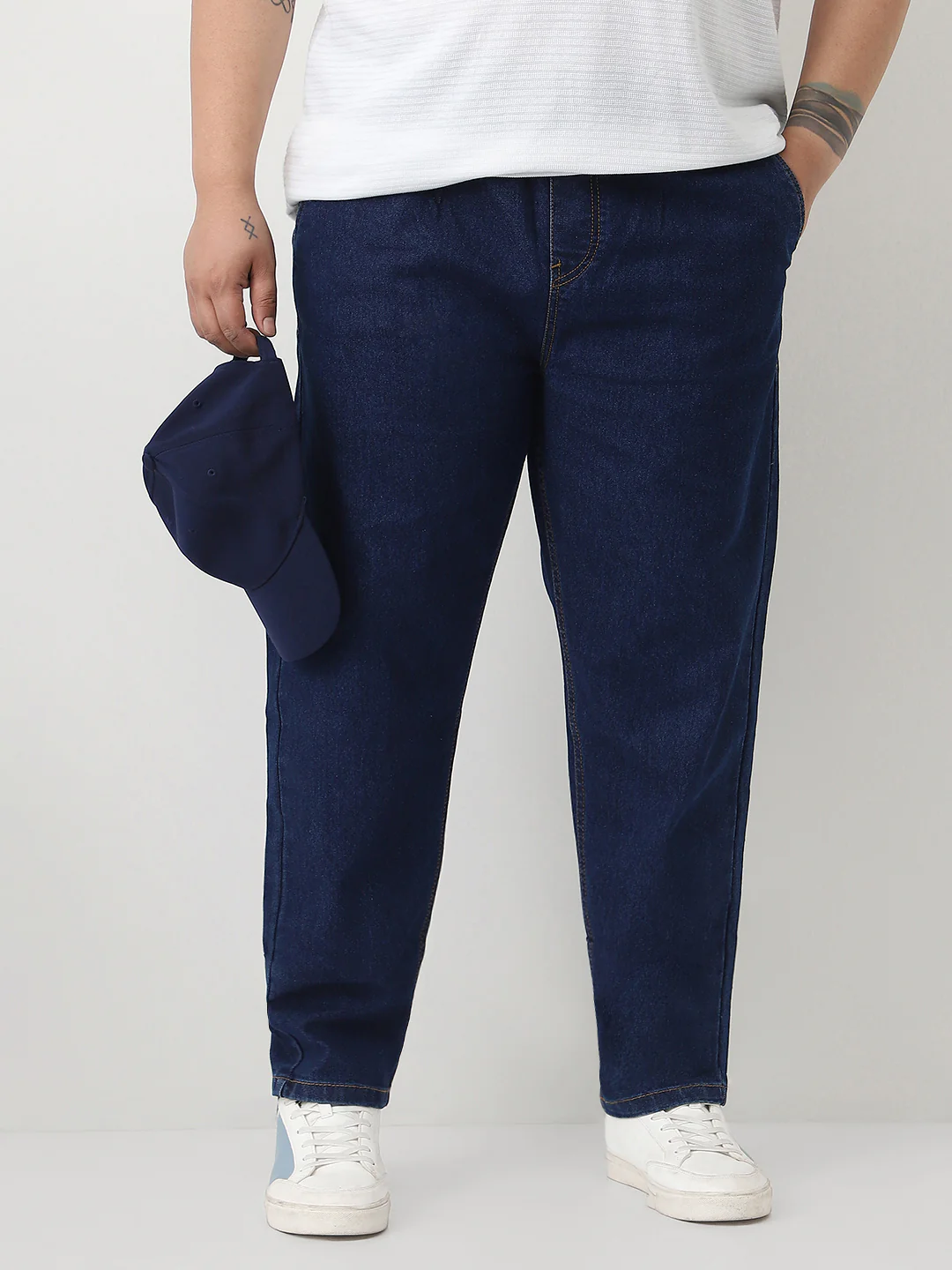 Plus Men's Blue Regular Fit Washed Jogger Jeans Stretchable - Image 2