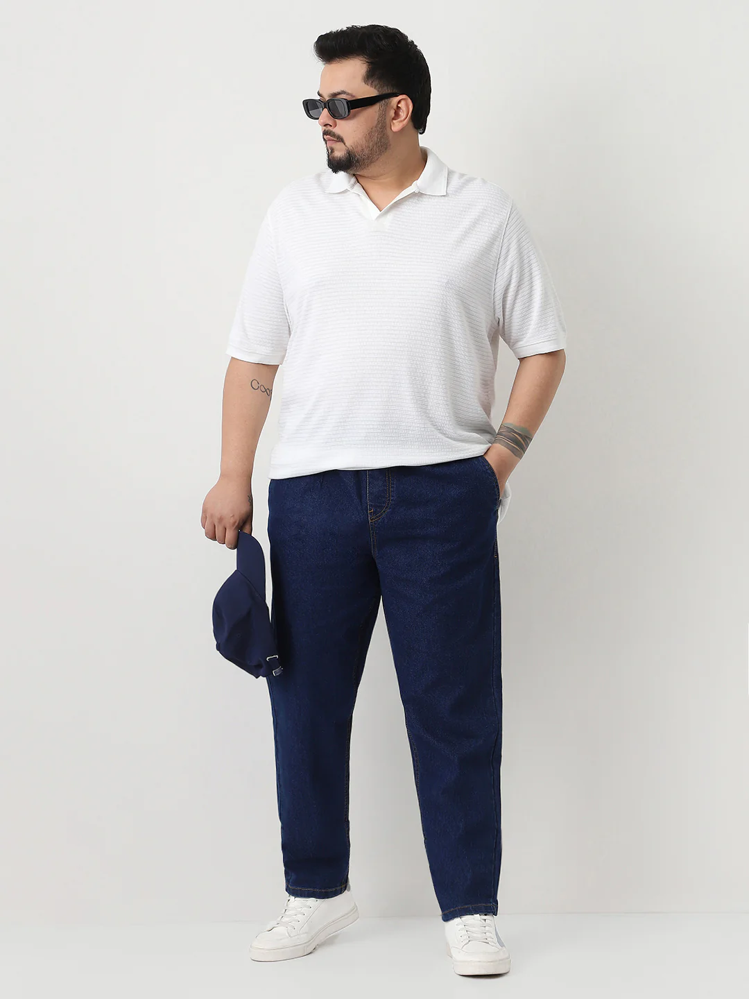 Plus Men's Blue Regular Fit Washed Jogger Jeans Stretchable - Image 5