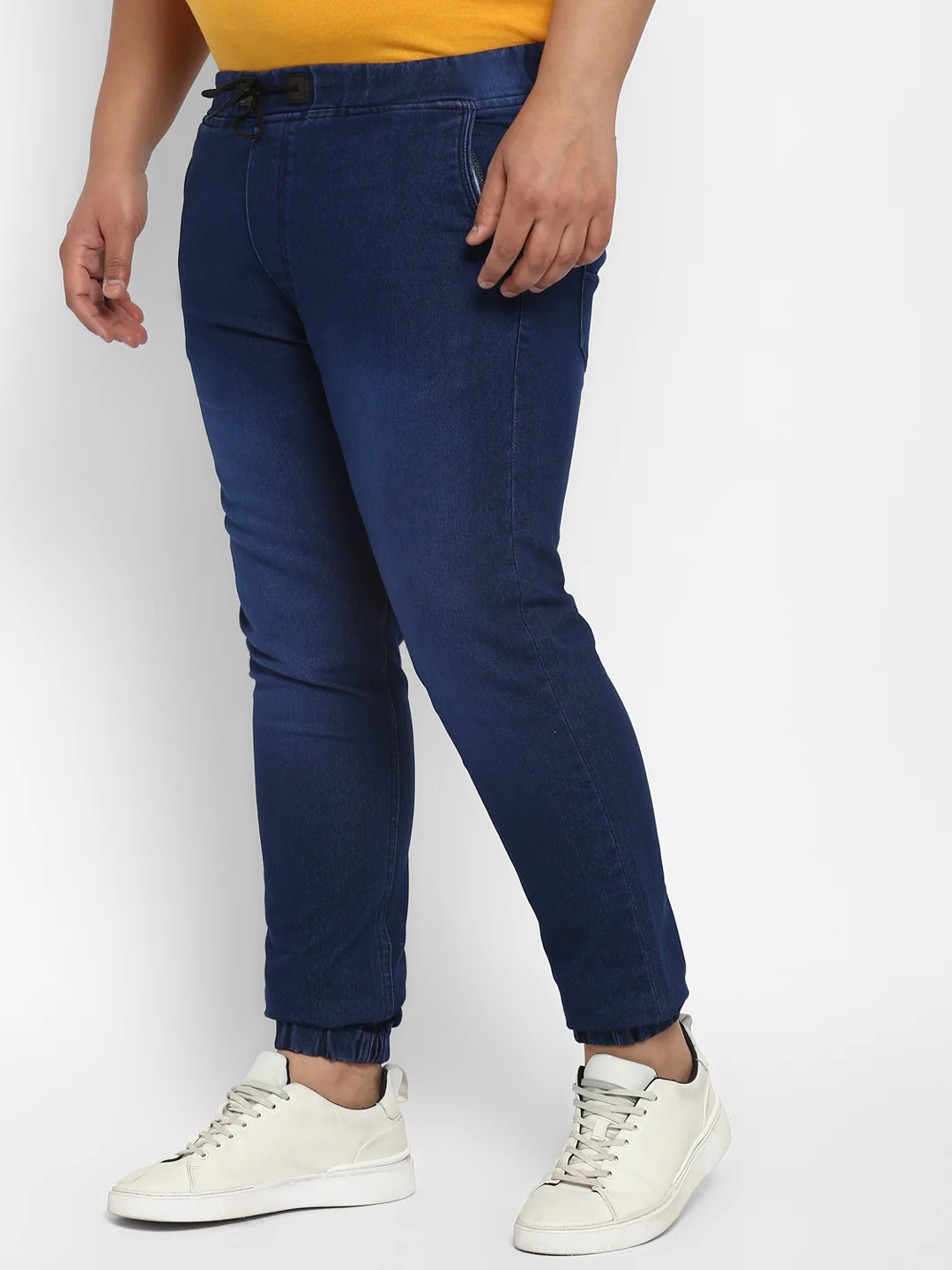 Plus Men's Blue Regular Fit Washed Jogger Jeans Stretchable - Image 2