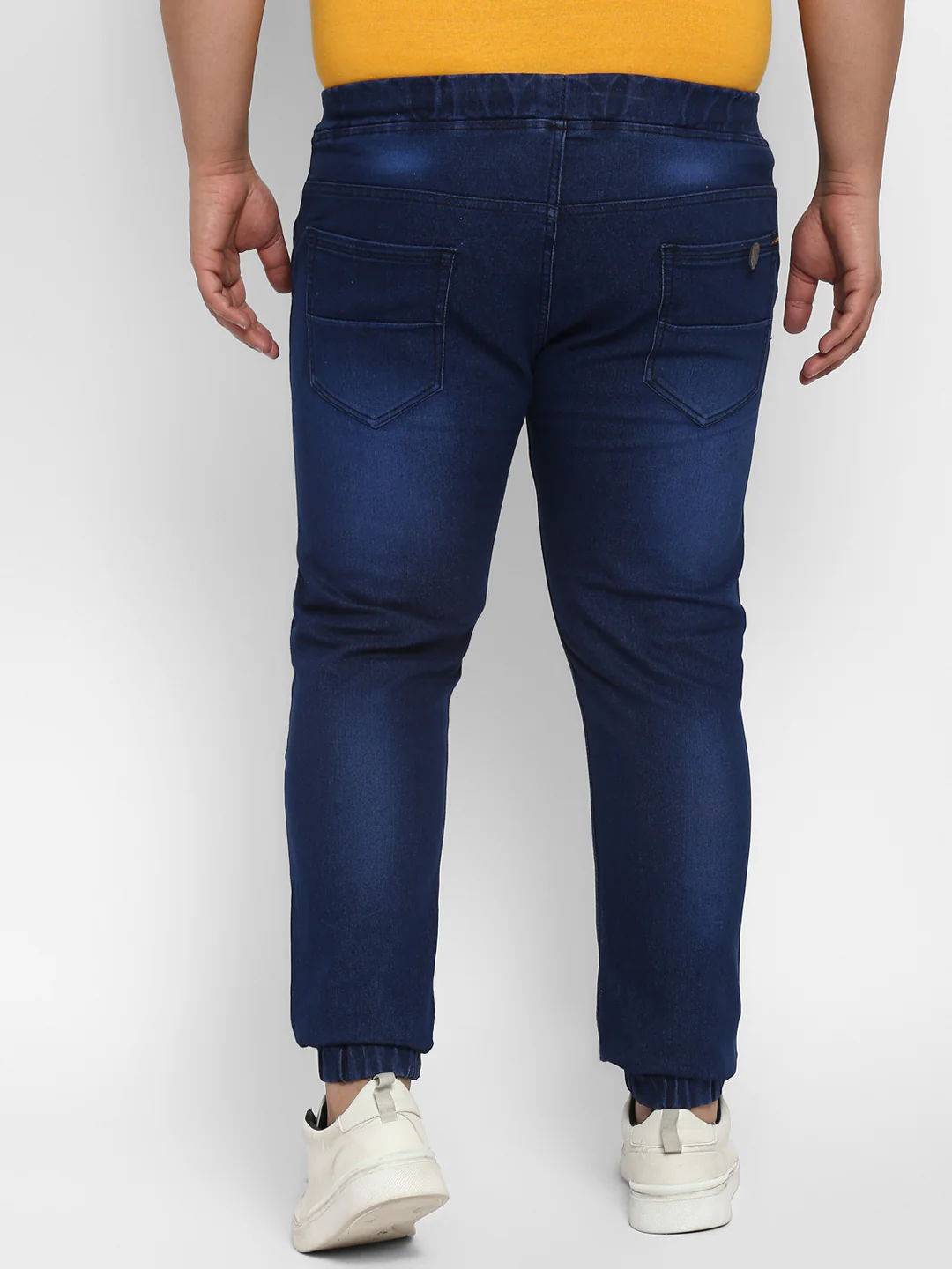 Plus Men's Blue Regular Fit Washed Jogger Jeans Stretchable - Image 3