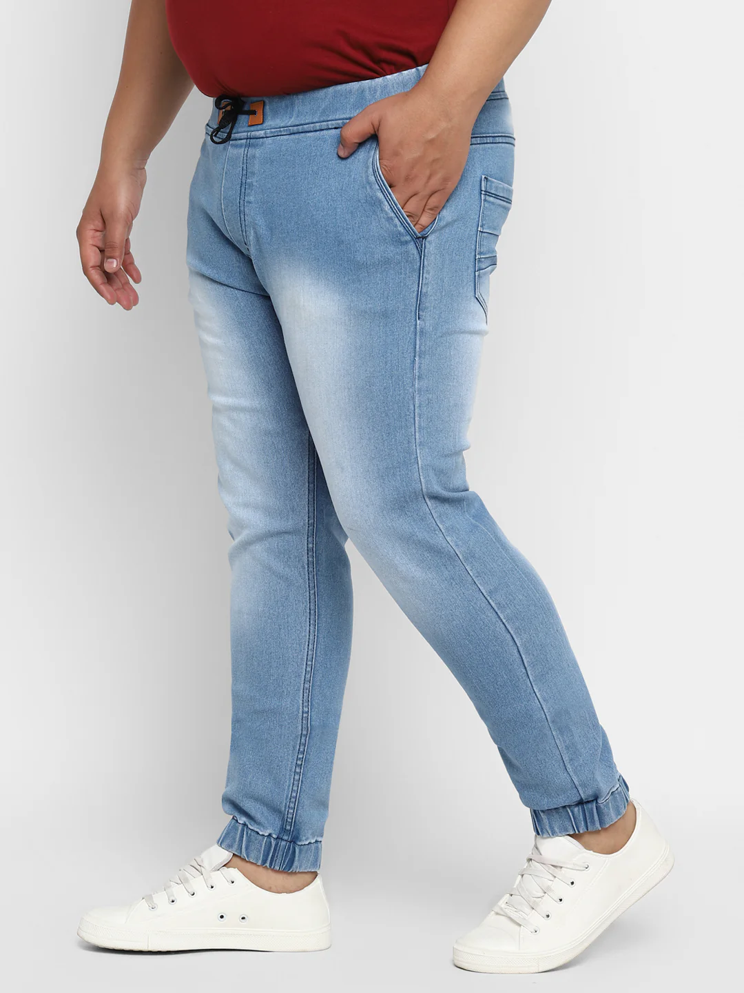 Plus Men's Light Blue Regular Fit Jogger Jeans Stretch - Image 2
