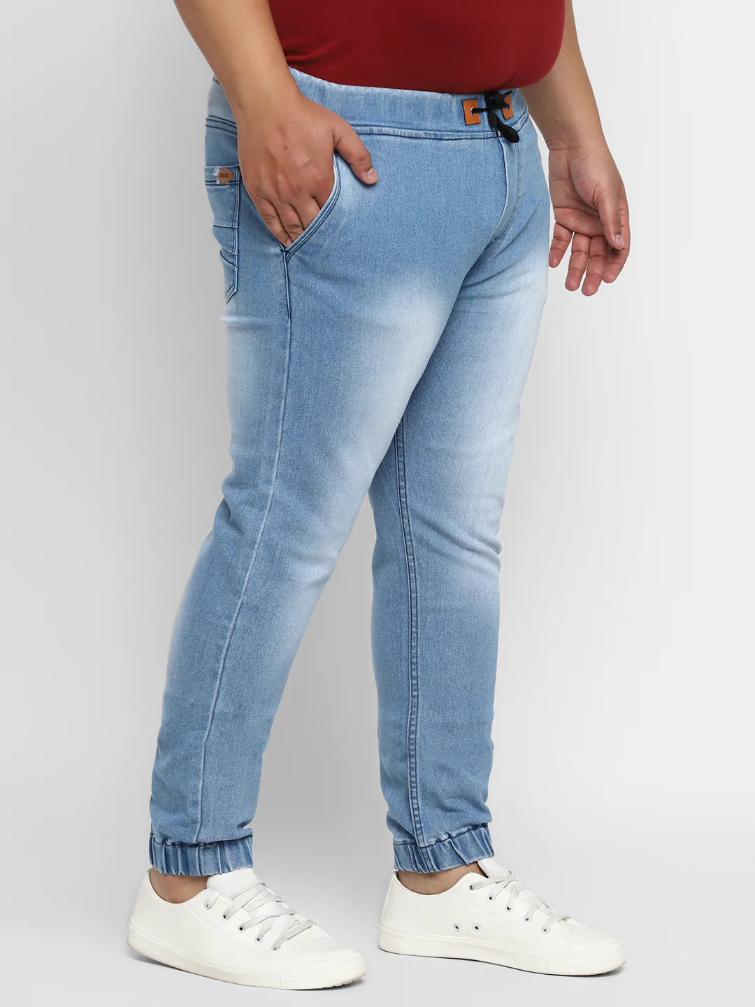 Plus Men's Light Blue Regular Fit Jogger Jeans Stretch - Image 3