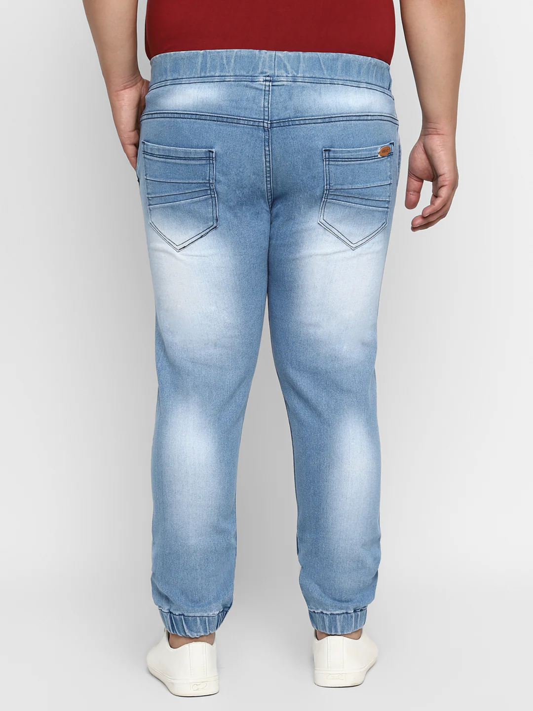 Plus Men's Light Blue Regular Fit Jogger Jeans Stretch - Image 4