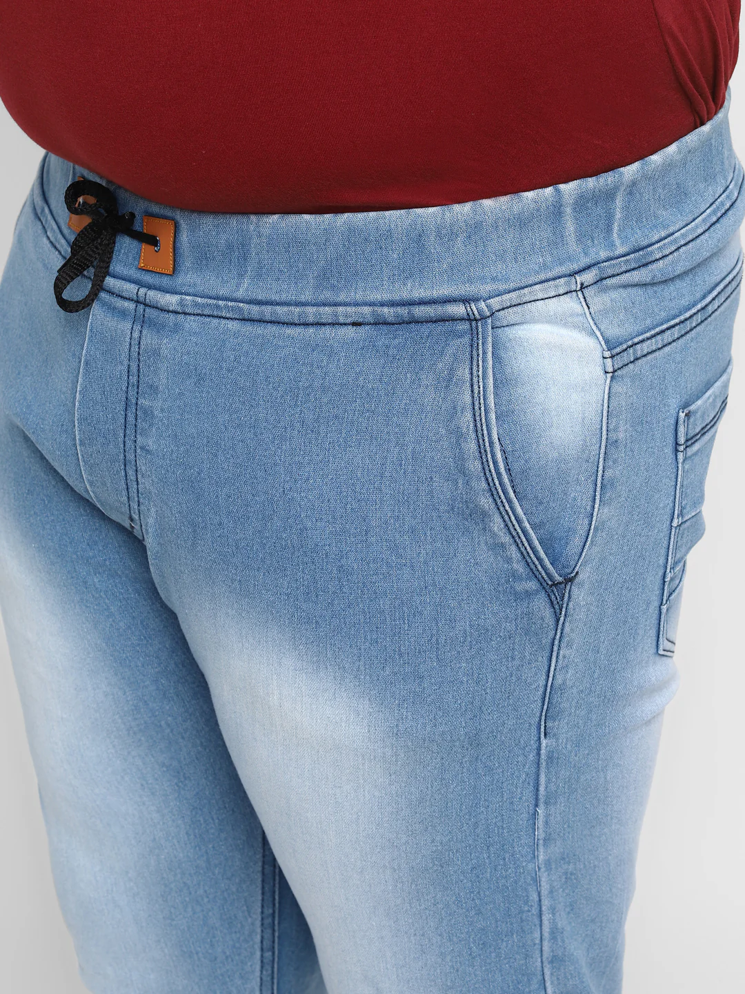 Plus Men's Light Blue Regular Fit Jogger Jeans Stretch - Image 6