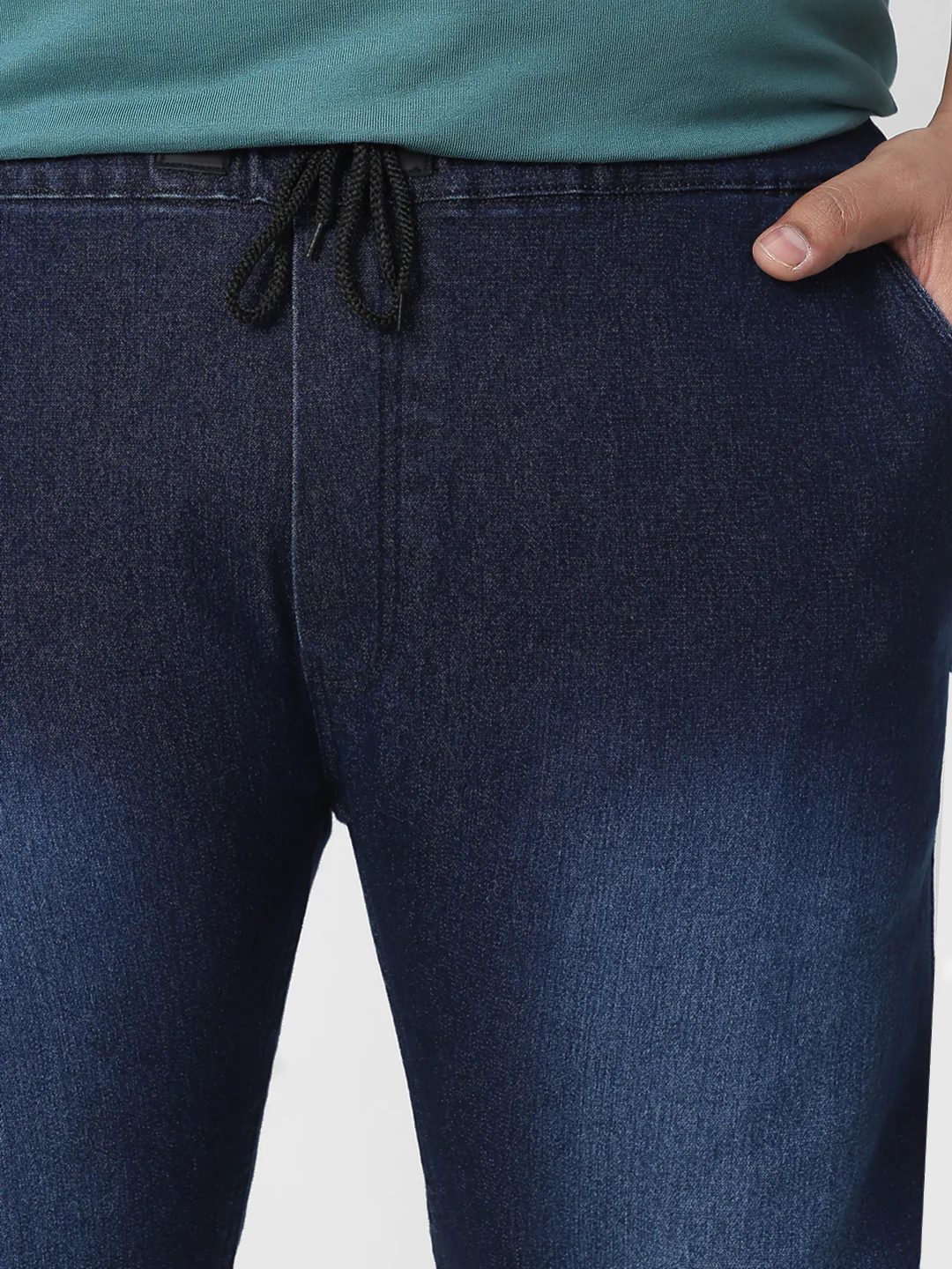 Plus Men's Blue Regular Fit Washed Jogger Jeans Stretchable - Image 6