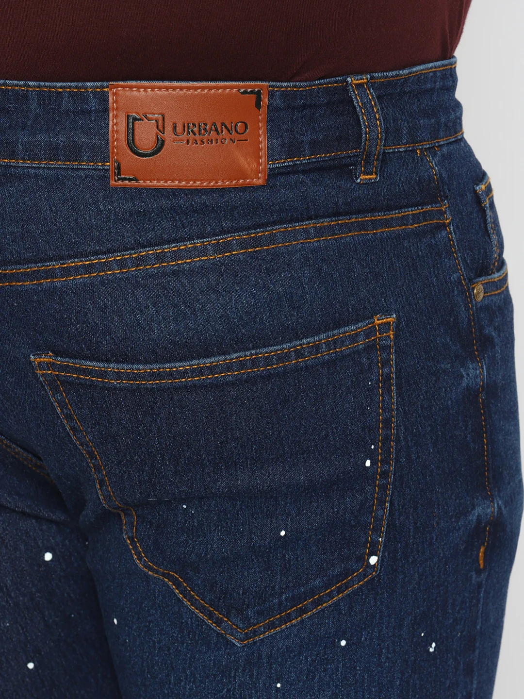 Plus Men's Blue Regular Fit Washed Printed Jeans Stretchable - Image 5