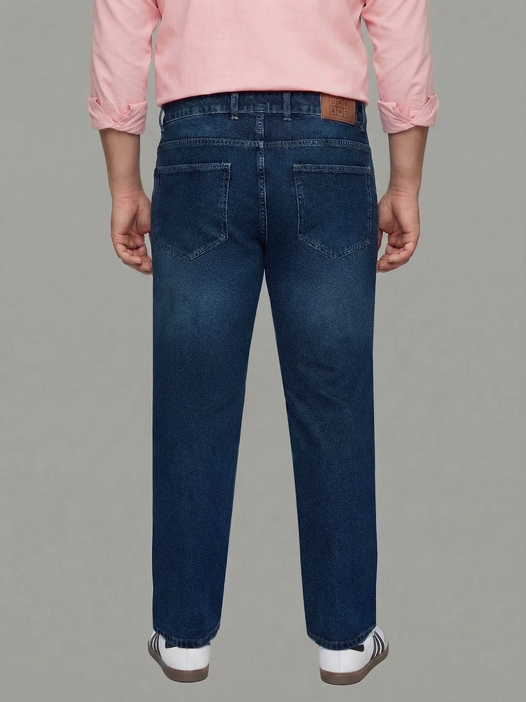 Plus Men's Blue Relaxed Fit Washed Denim Jeans Non-Stretchable - Image 3