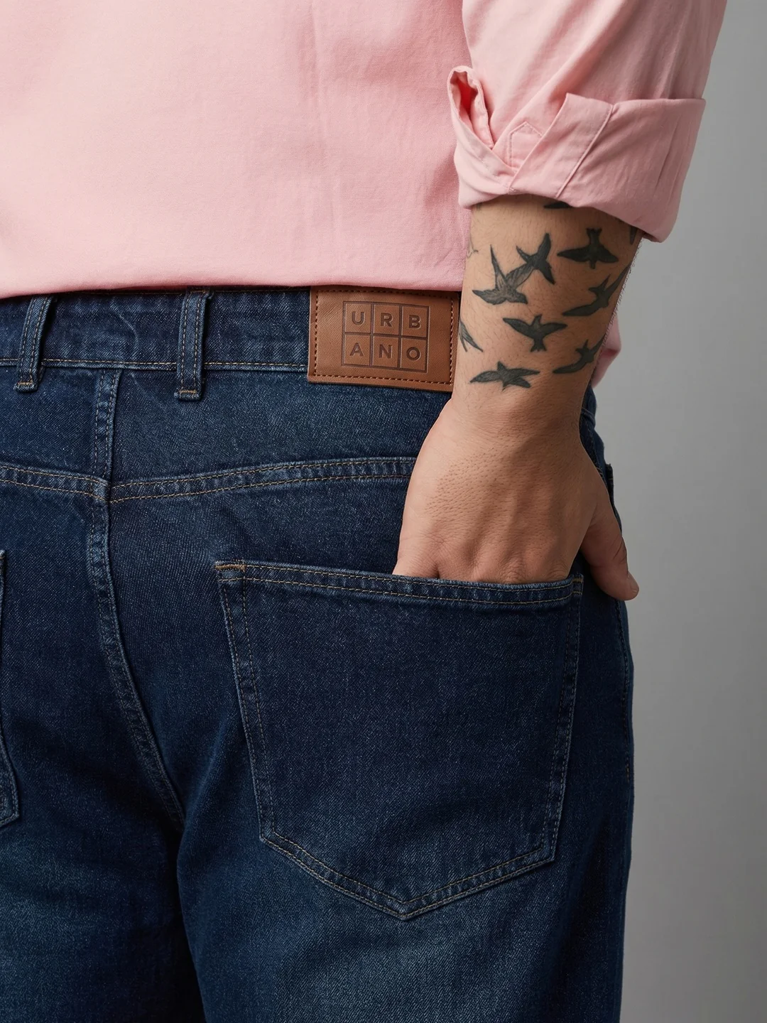 Plus Men's Blue Relaxed Fit Washed Denim Jeans Non-Stretchable - Image 5