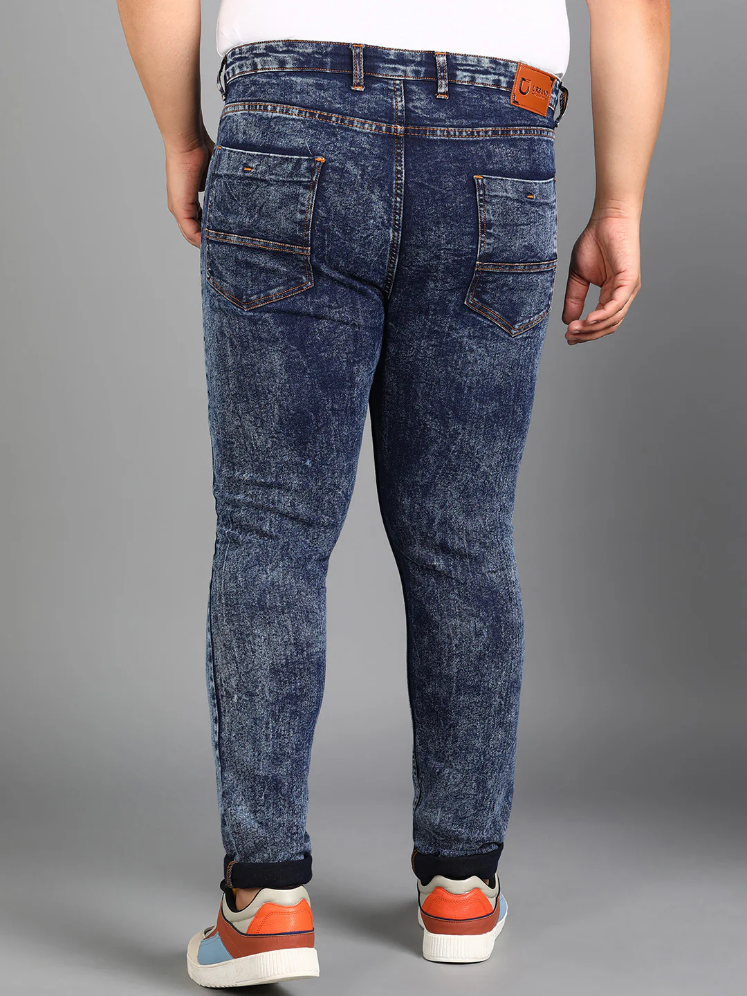 Plus Men's Blue Skinny Fit Washed Jeans Stretchable - Image 3
