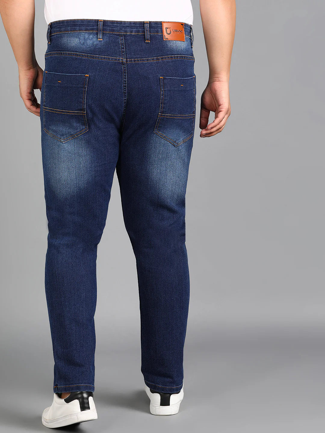 Plus Men's Blue Slim Fit Mild Distressed/Torn Jeans Stretchable - Image 3