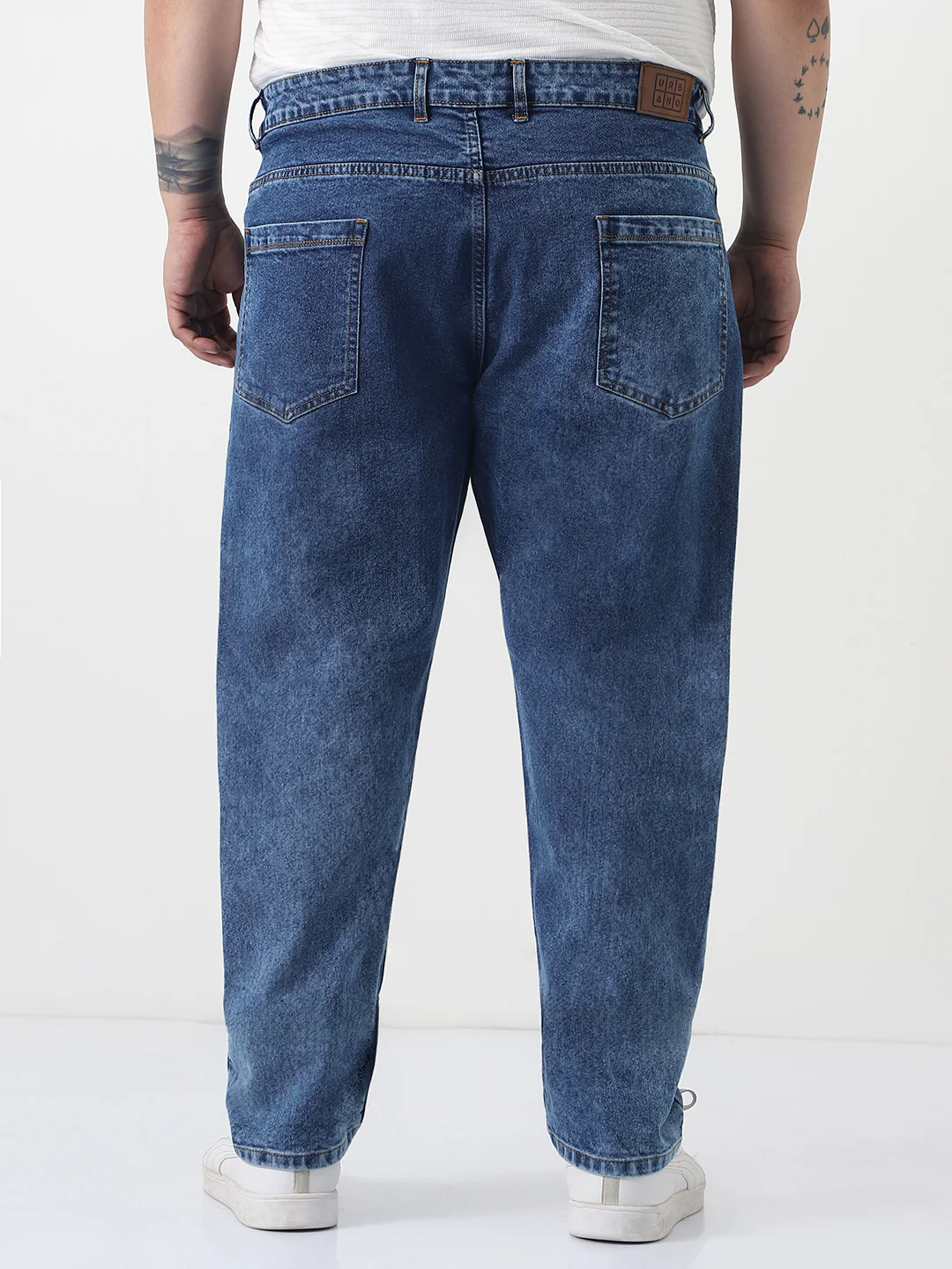 Plus Men's Blue Slim Fit Washed Denim Jeans Stretchable - Image 3