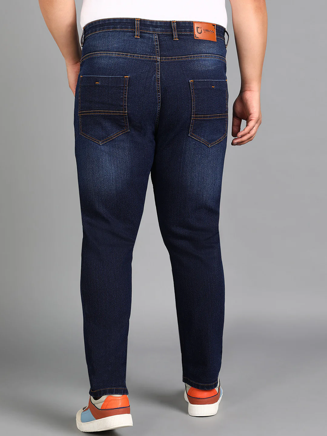 Plus Men's Blue Slim Fit Washed Jeans Stretchable - Image 3