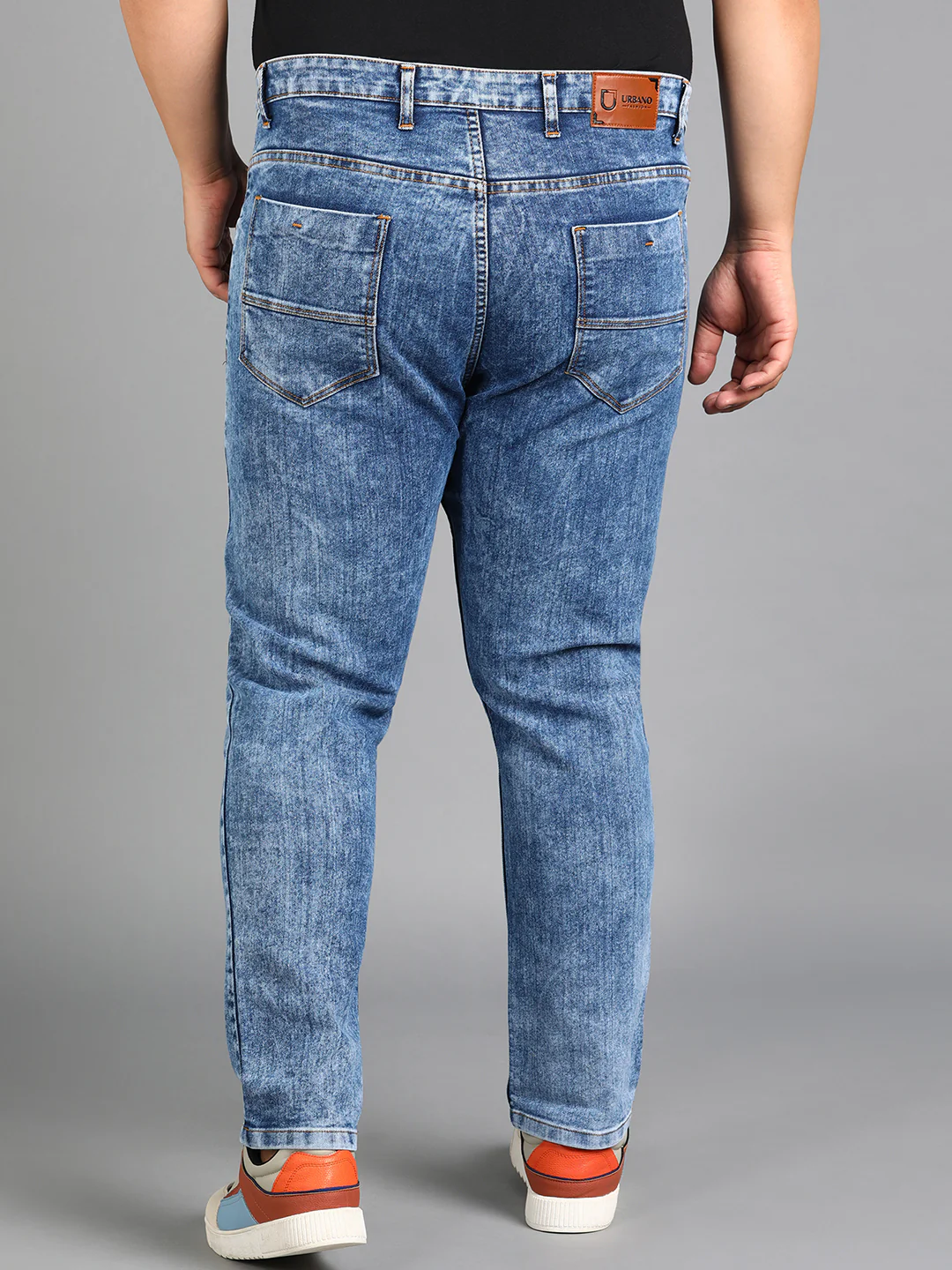 Plus Men's Blue Slim Fit Washed Jeans Stretchable - Image 3