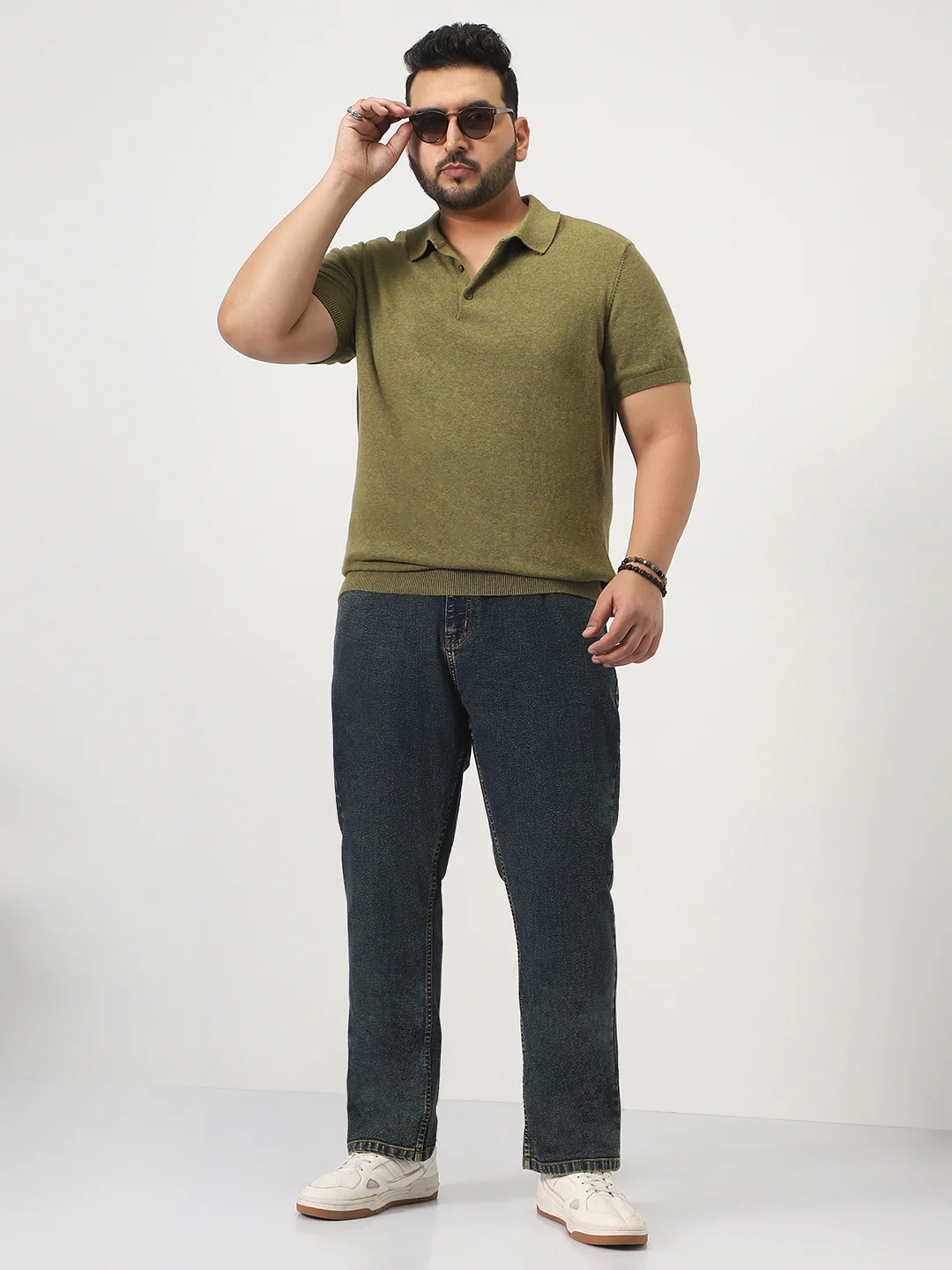 Plus Men's Blue Straight Fit Heavy Washed Jeans Stretchable - Image 4