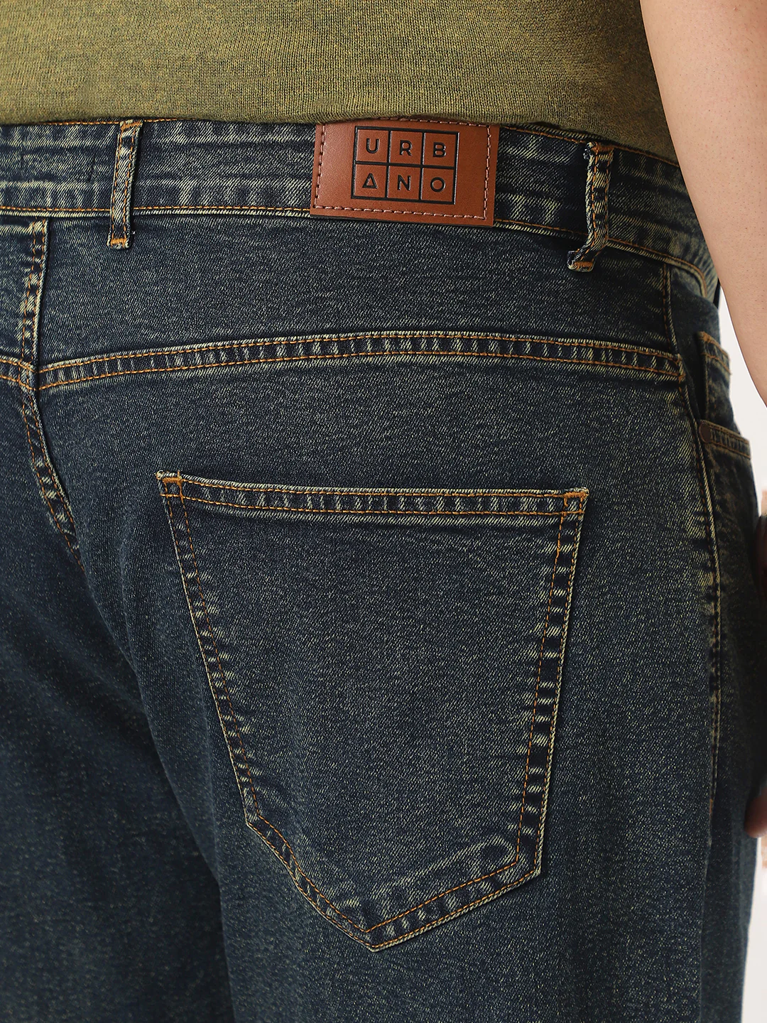 Plus Men's Blue Straight Fit Heavy Washed Jeans Stretchable - Image 6