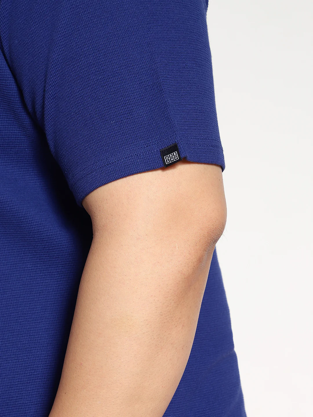 Plus Men's Blue Textured Regular Fit Half Sleeve Cotton Polo T-Shirt - Image 6