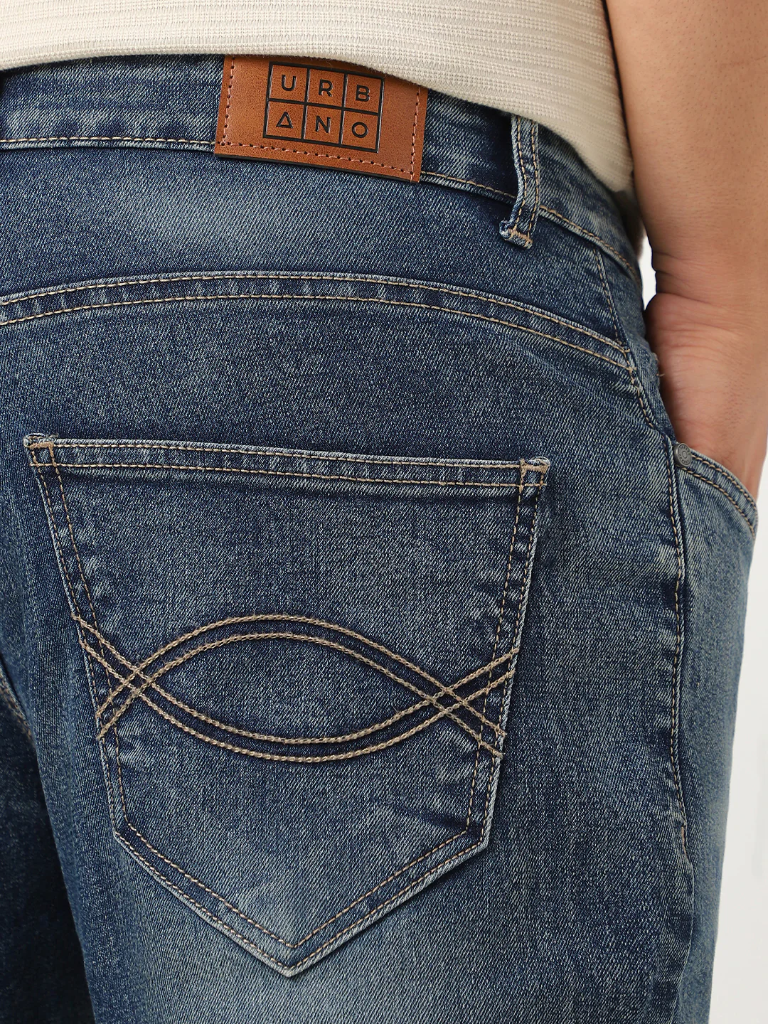 Plus Men's Blue Washed Bootcut Jeans Stretchable - Image 5