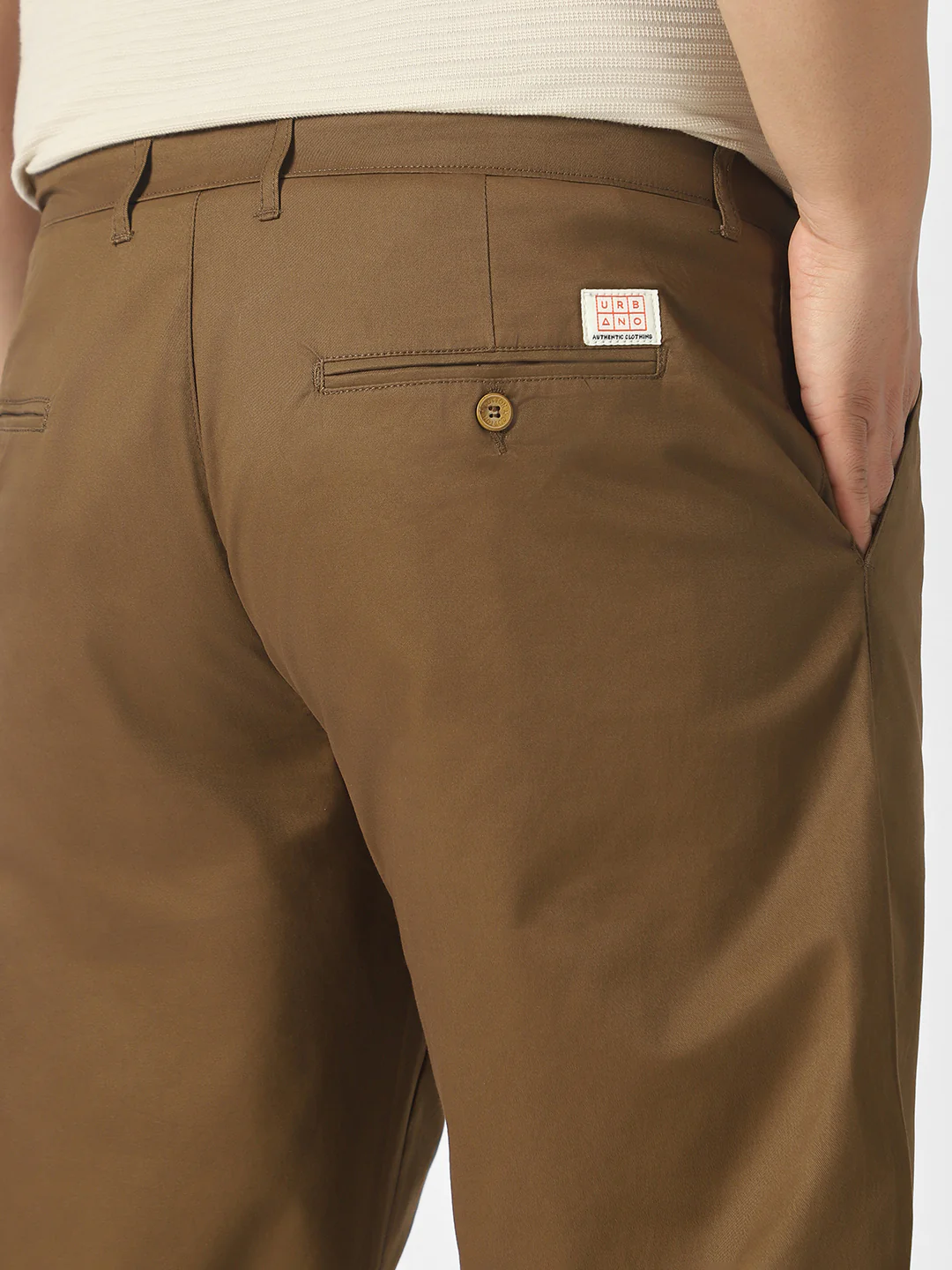 Plus Men's Brown Cotton Regular Fit Casual Chinos Trousers Stretch - Image 5