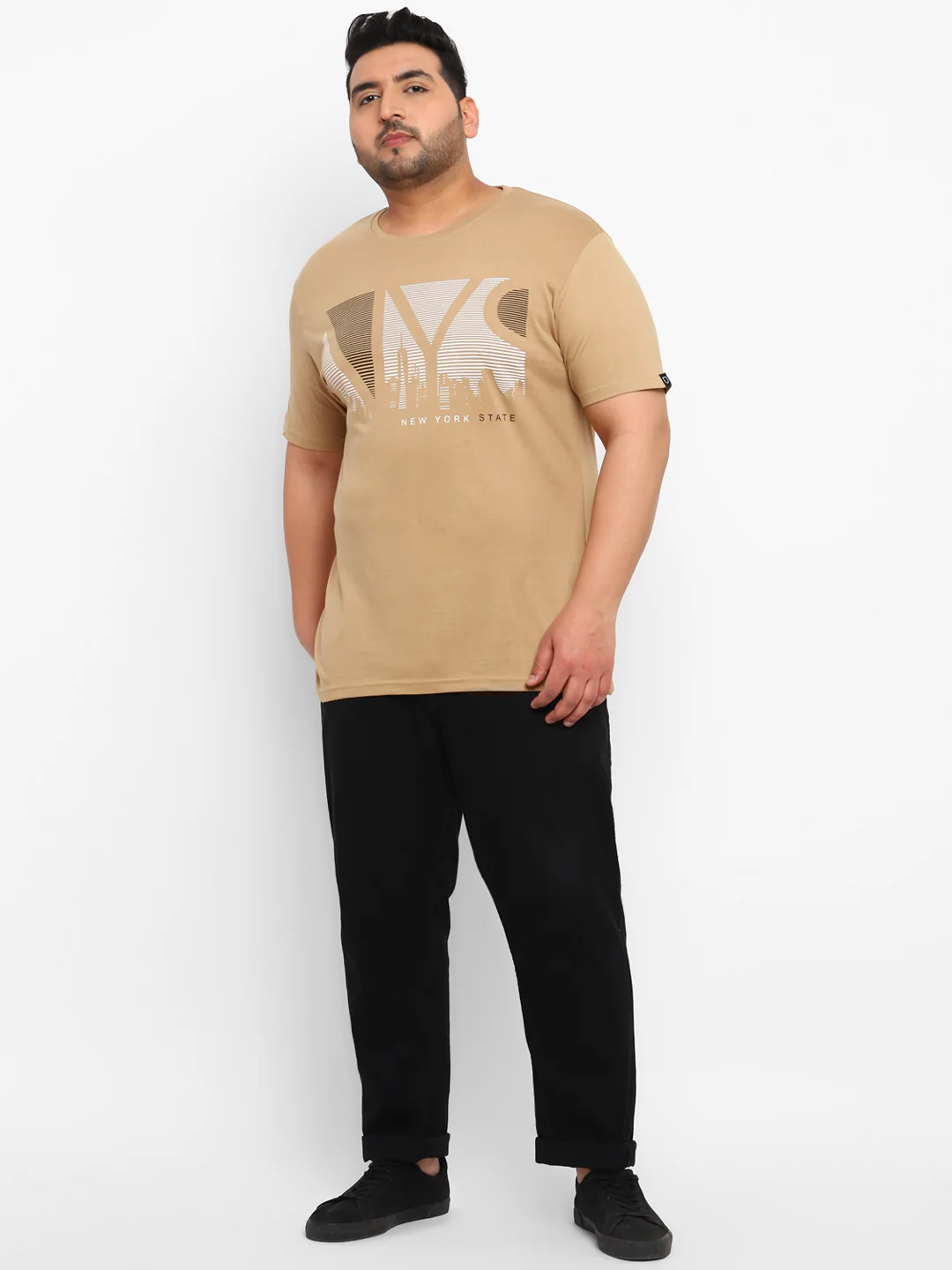 Urbano Plus Men's Brown Graphic Printed Half Sleeve Regular Fit Cotton T-Shirt - Image 4