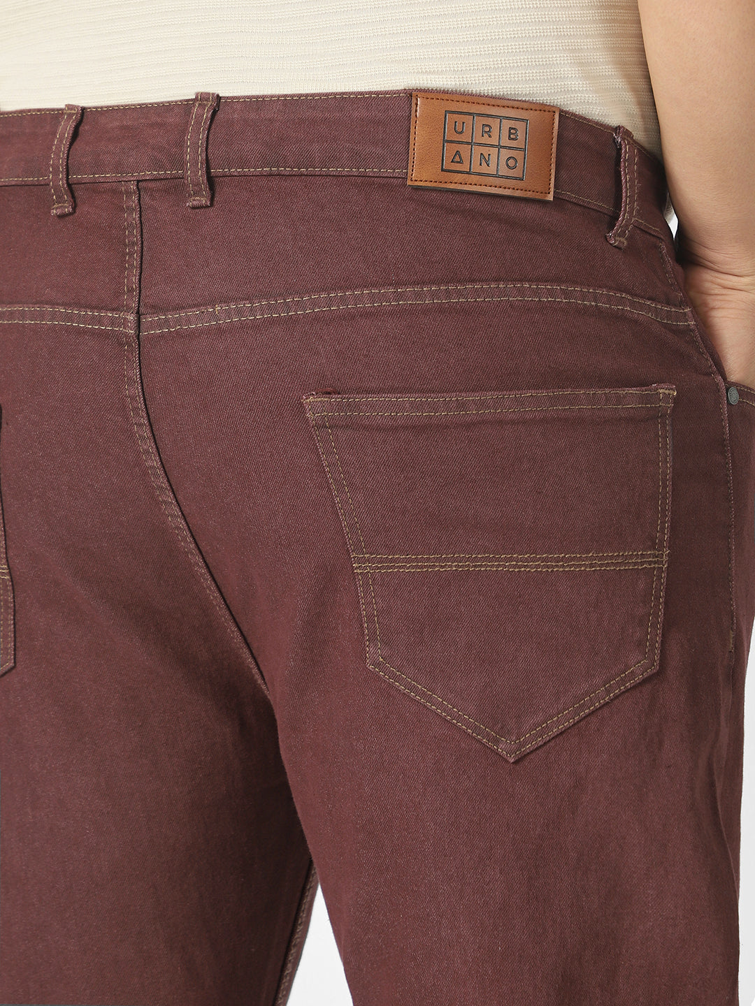 Plus Men's Brown Regular Fit Denim Jeans Stretchable - Image 6
