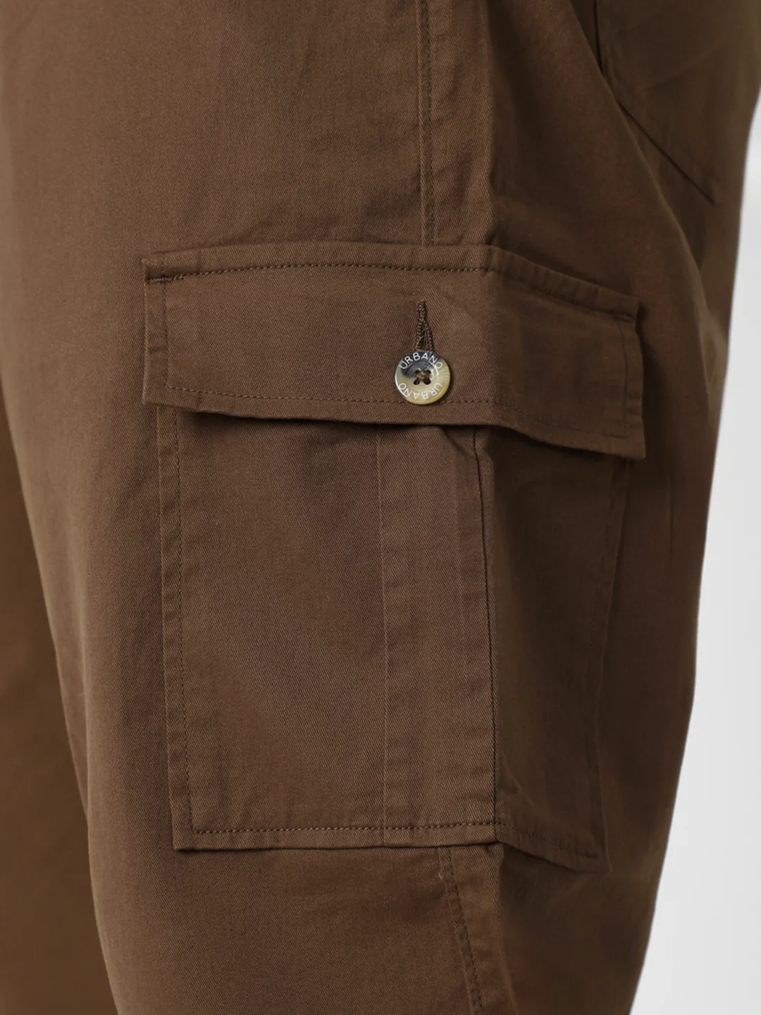 Plus Men's Brown Regular Fit Solid Cargo Chino Pant with 6 Pockets Stretchable - Image 5