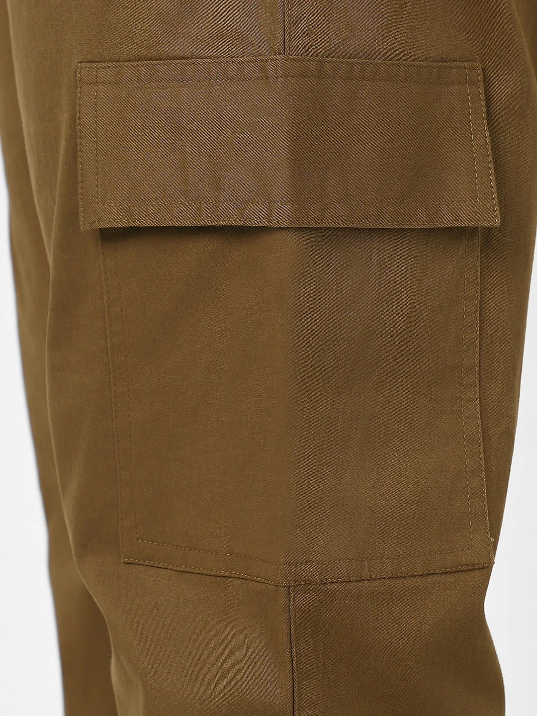 Plus Men's Brown Regular Fit Solid Cargo Chino Pant with 6 Pockets Stretchable - Image 5