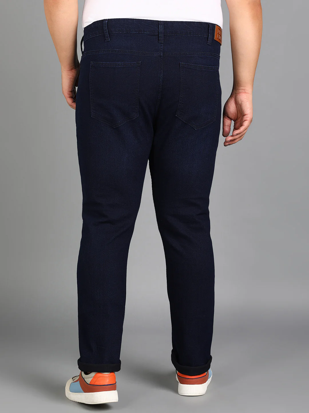 Plus Men's Carbon Blue Regular Fit Washed Jeans Stretchable - Image 4
