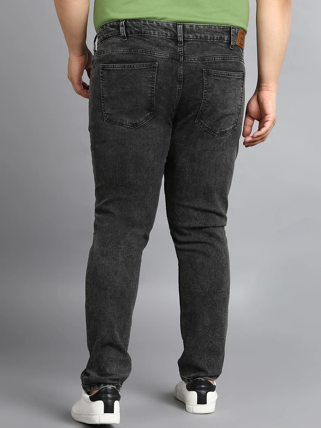 Plus Men's Carbon Grey Regular Fit Washed Jeans Stretchable - Image 3
