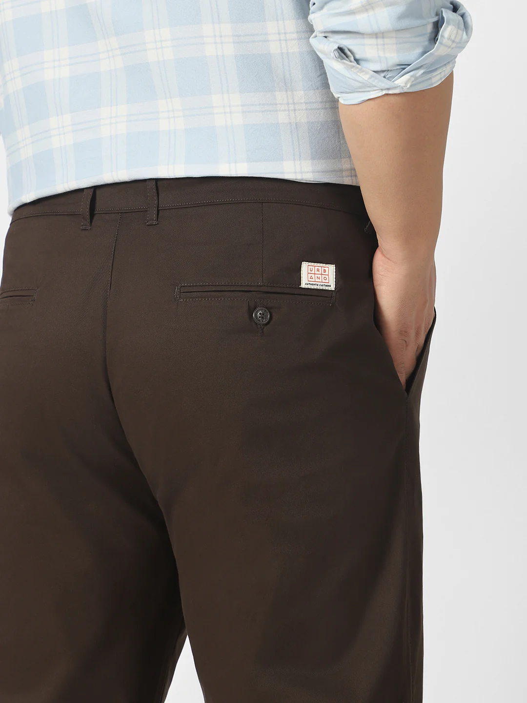 Plus Men's Chocolate Brown Cotton Regular Fit Casual Chinos Trousers Stretch - Image 5