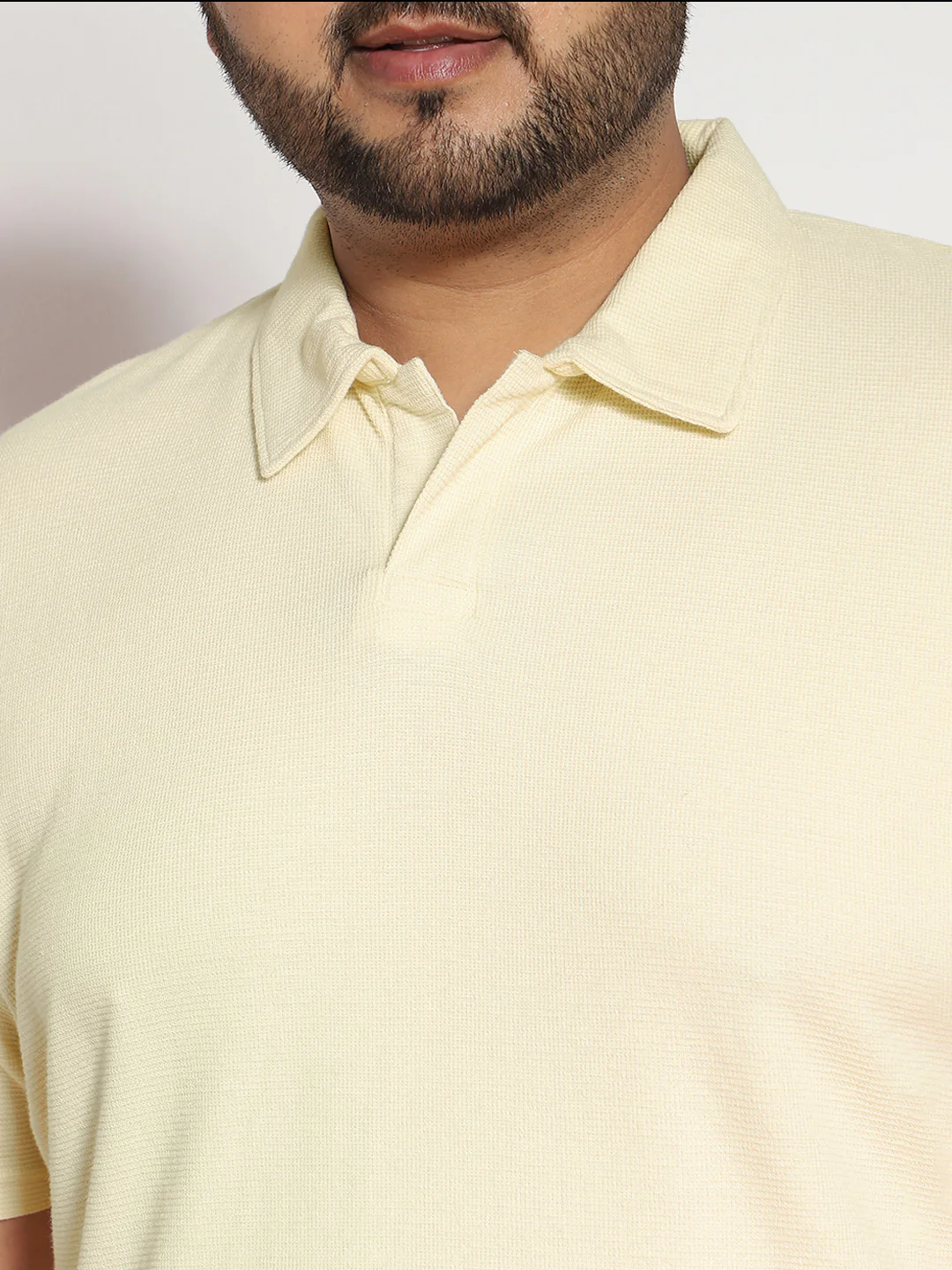 Plus Men's Cloud Cream Textured Regular Fit Half Sleeve Cotton Polo T-Shirt - Image 6