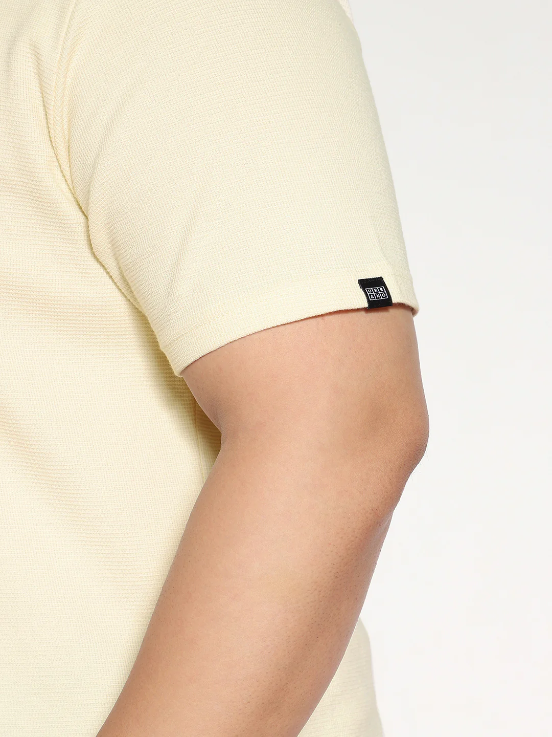 Plus Men's Cloud Cream Textured Regular Fit Half Sleeve Cotton Polo T-Shirt - Image 7