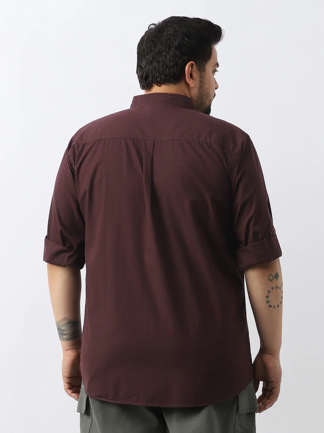 Plus Men's Cocoa Cotton Full Sleeve Regular Fit Casual Solid Shirt - Image 4