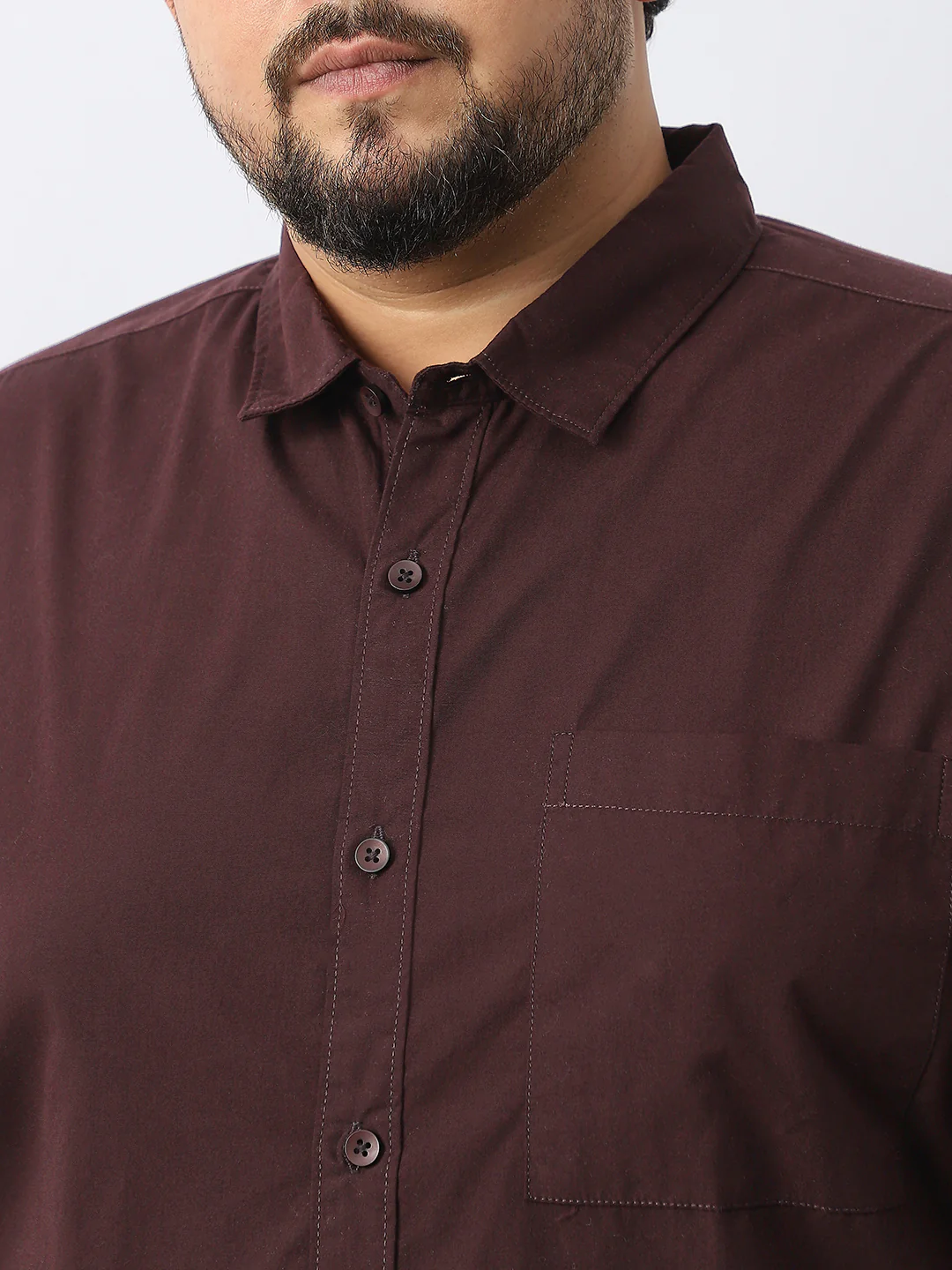 Plus Men's Cocoa Cotton Full Sleeve Regular Fit Casual Solid Shirt - Image 6